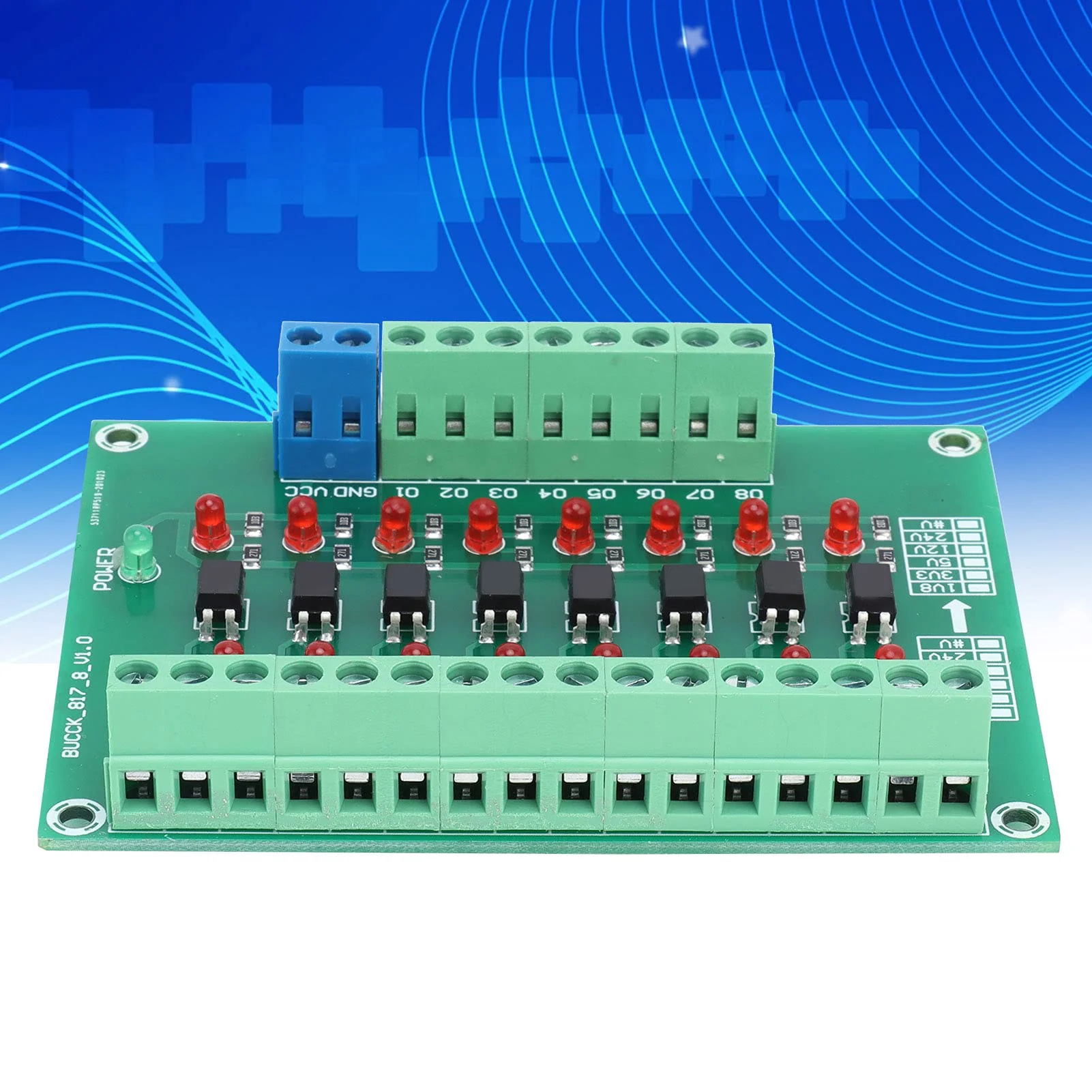 8 Channel Optocoupler, 12V to 3.3V Simple Operation Isolator Module for Single Chip Microcomputer Signal Isolation - Image 5