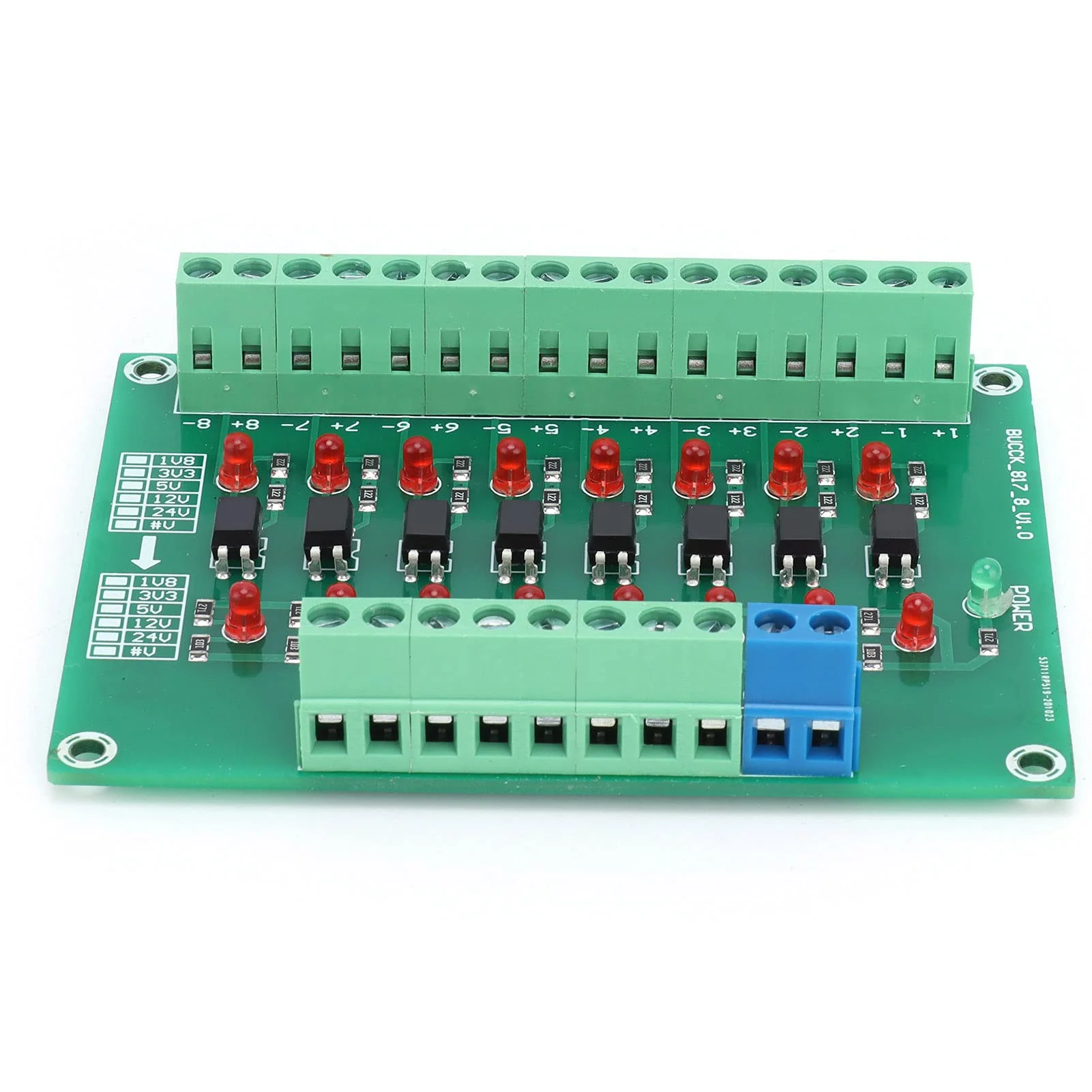 8 Channel Optocoupler, 12V to 3.3V Simple Operation Isolator Module for Single Chip Microcomputer Signal Isolation - Image 6