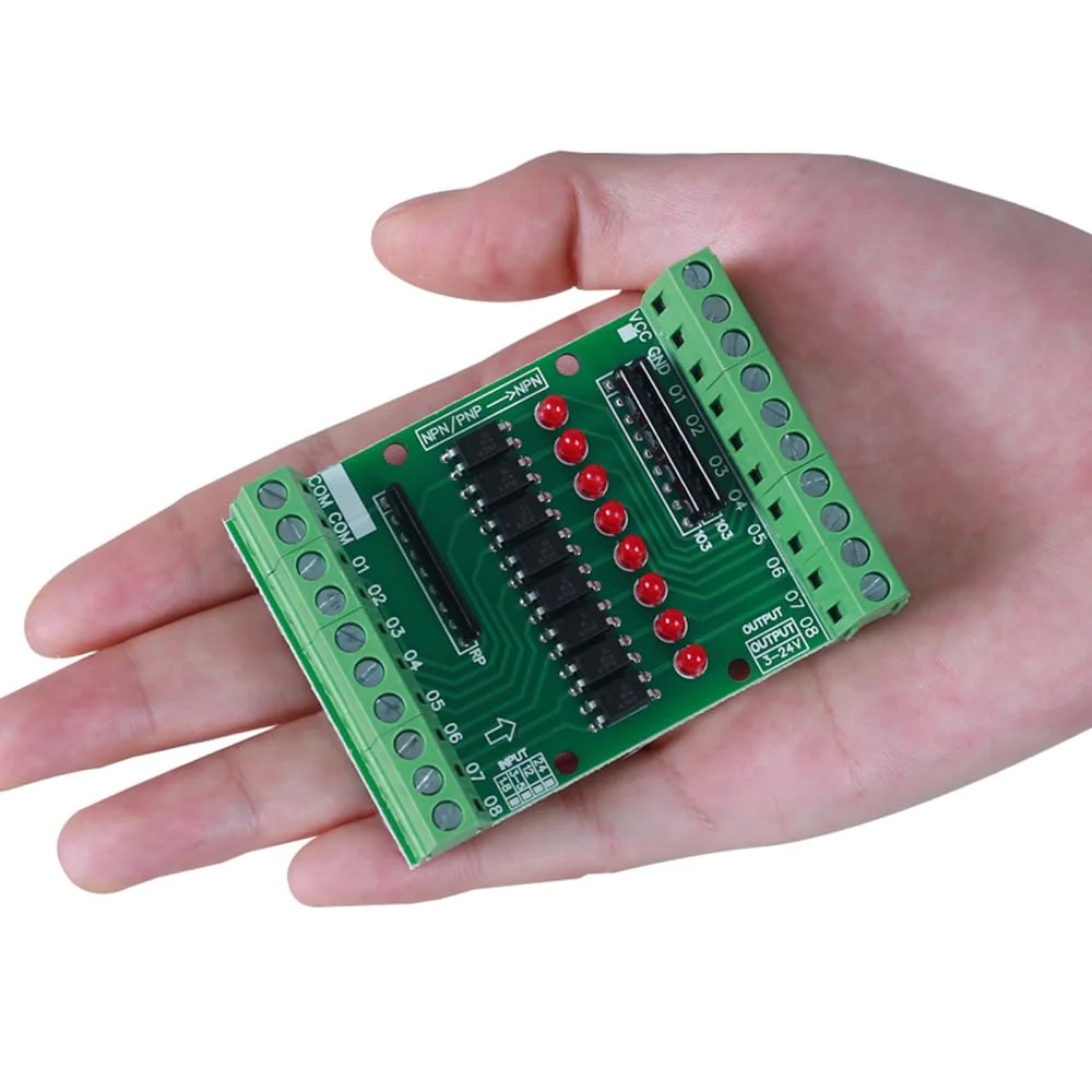 8 Channel Optocoupler Isolation Board, DC 3.3V 5V 8 Channel Optocoupler Isolation Module, PNP NPN Low High Level Output Signal Converter - Image 4