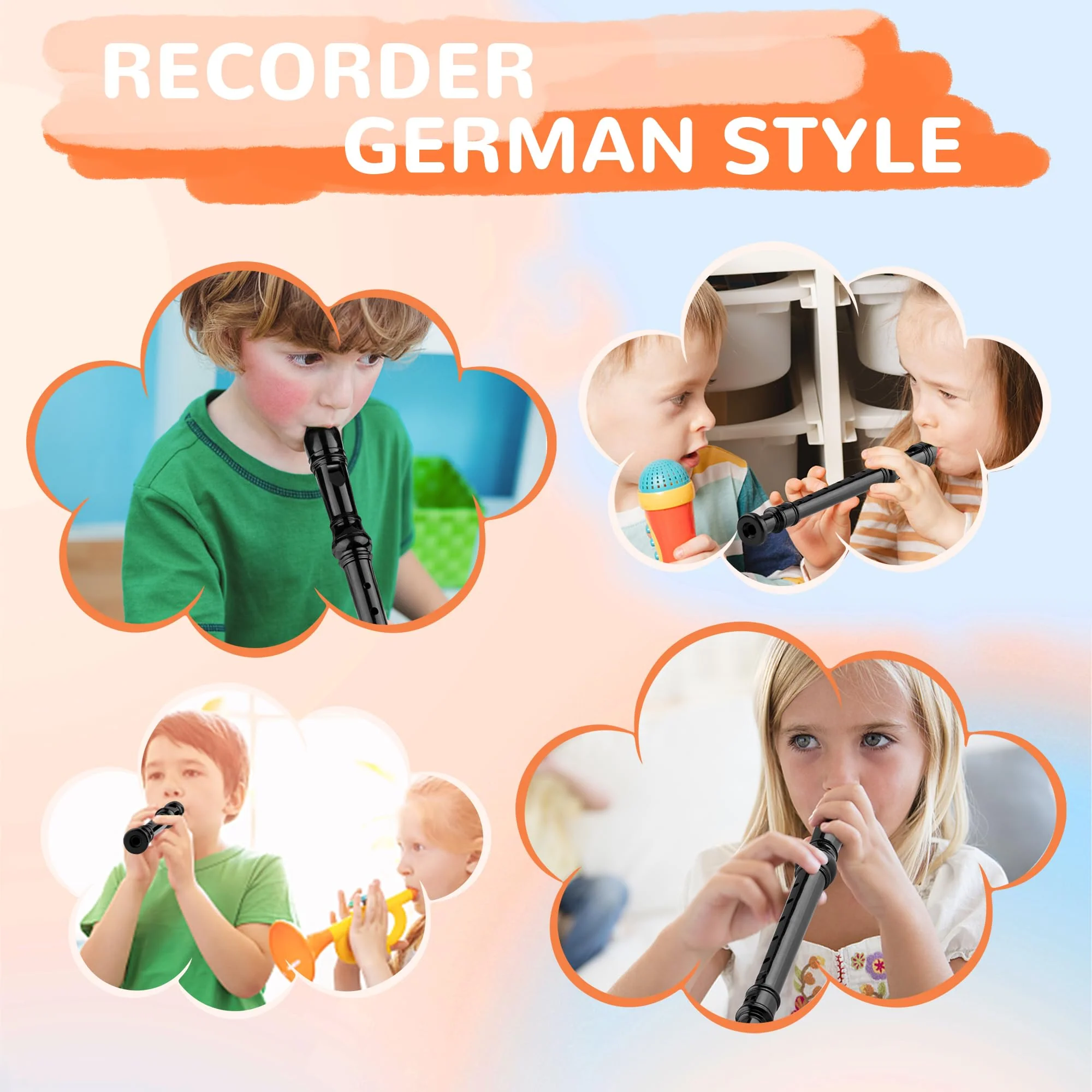 8-Hole Soprano Descant Recorder German Style Kids Music Flute with Cleaning Rod & Case Bag for School Student Home Entertainment - Black - Image 7