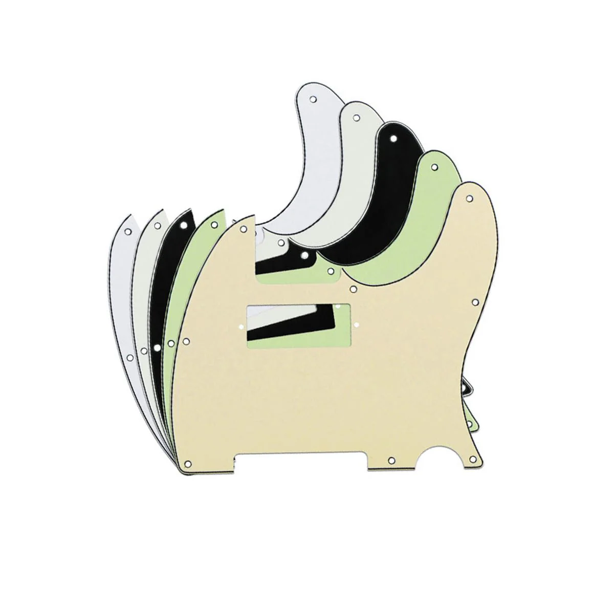 8 Hole Tele Mini Humbucker Pickguard with Mini Humbucker Pickup Hole for Tele/Telecaster Aged White - Image 3