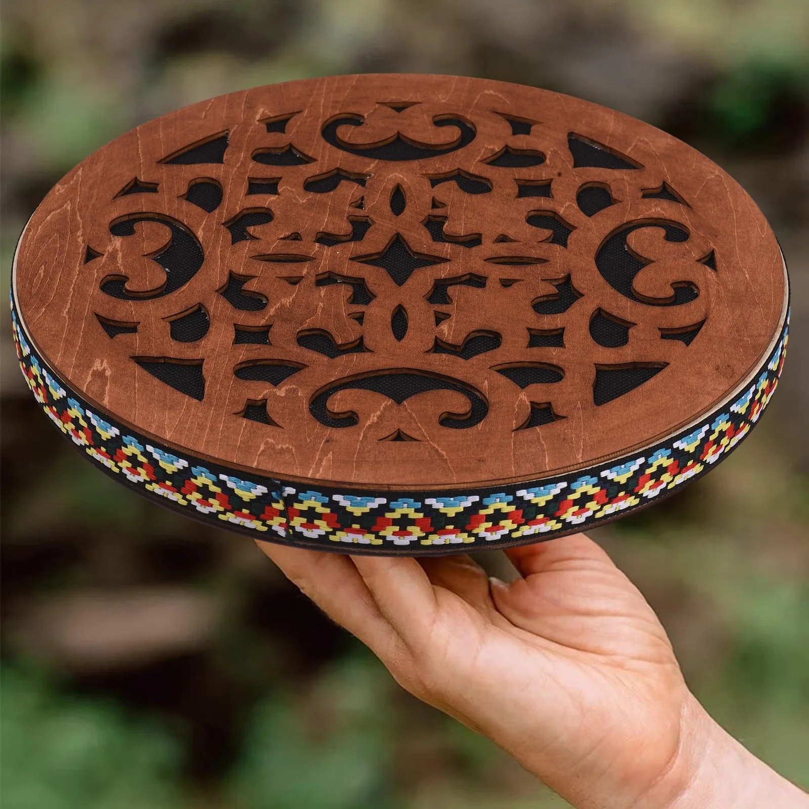 8-inch/12-inch Ocean Drum Ethnic Percussion Instrument Onomatopoeic Music Portable Hand Drum Instrument Sound Therapy Relaxing Water Sound Birch Wooden Drum for Performance Accompaniment - Image 6