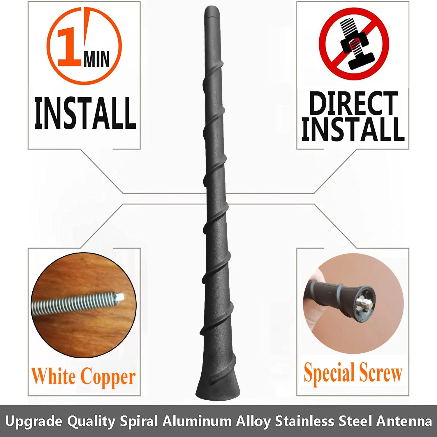 8 Inch Antenna for Dodge Dart (2013-2016), Flexible Rubber Dodge Dart Antenna Mast Replacement - Part Number 68297936AA - Image 2