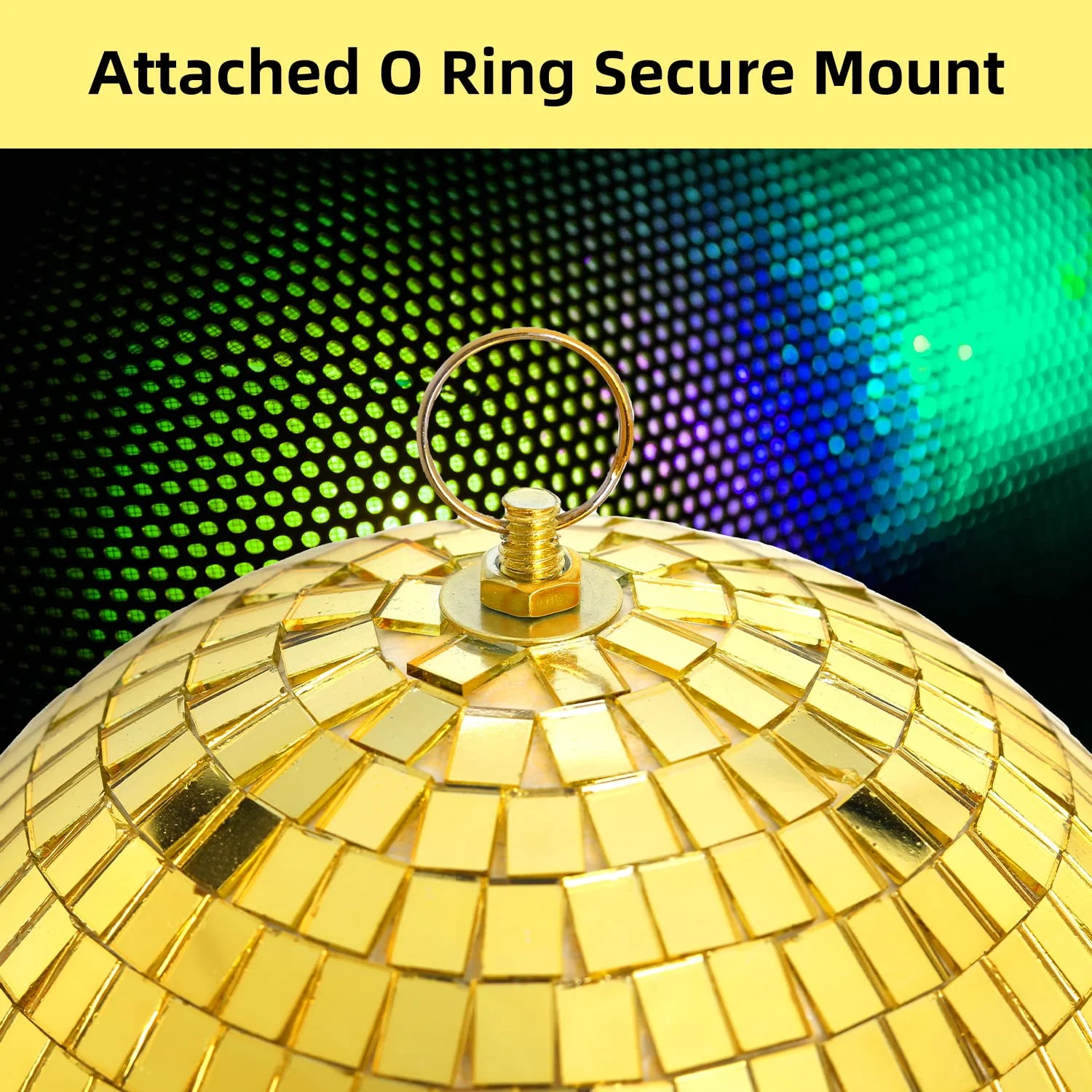 8 Inch Hanging Mirror Disco Ball: Gold Disco Balls Decorations Mirror Ball with Hanging Ring for Party Decor Home Events DJ Parties - Image 4