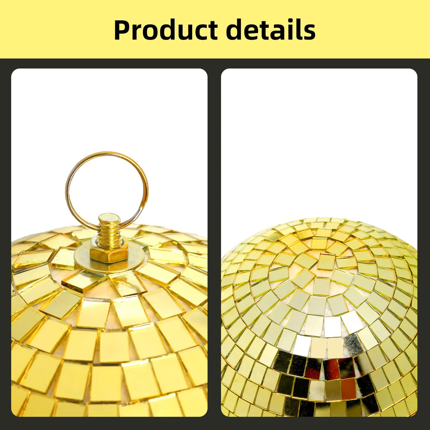 8 Inch Hanging Mirror Disco Ball: Gold Disco Balls Decorations Mirror Ball with Hanging Ring for Party Decor Home Events DJ Parties - Image 5