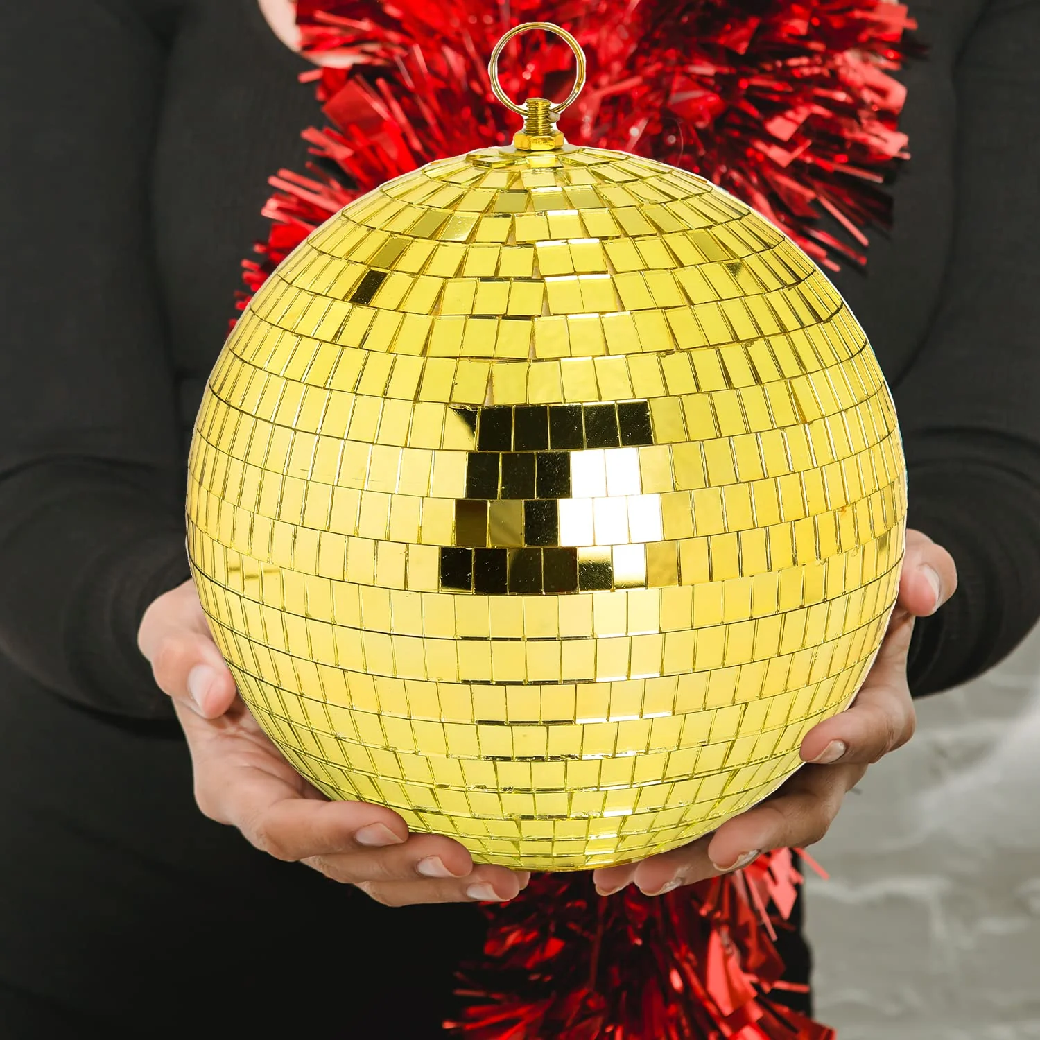 8 Inch Hanging Mirror Disco Ball: Gold Disco Balls Decorations Mirror Ball with Hanging Ring for Party Decor Home Events DJ Parties - Image 7