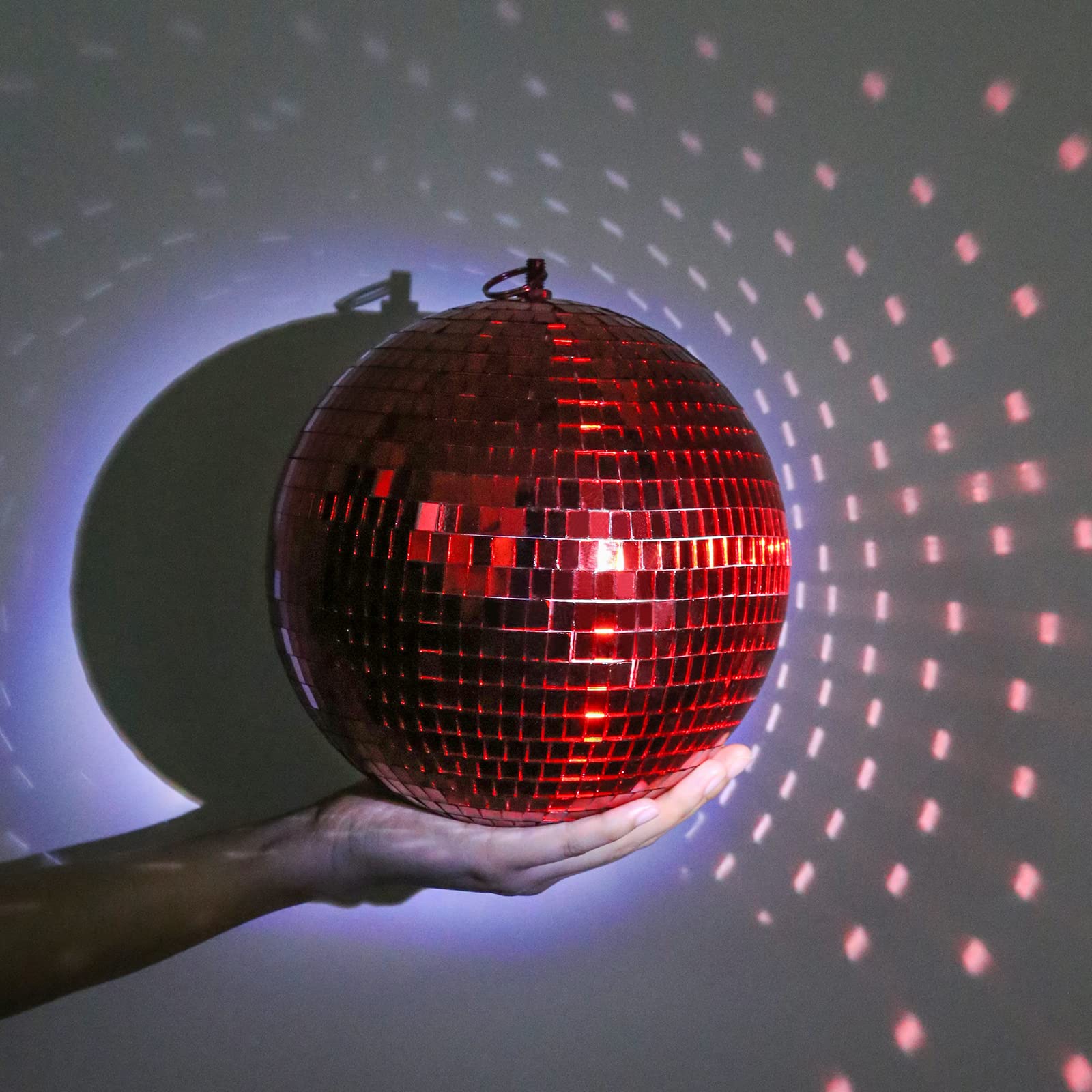 8 Inch Mirror Ball for Disco DJ Club Party Wedding Home Decor, Muscab Disco Ball with Hanging Ring, Red 8 Inch Red-1 - Image 5
