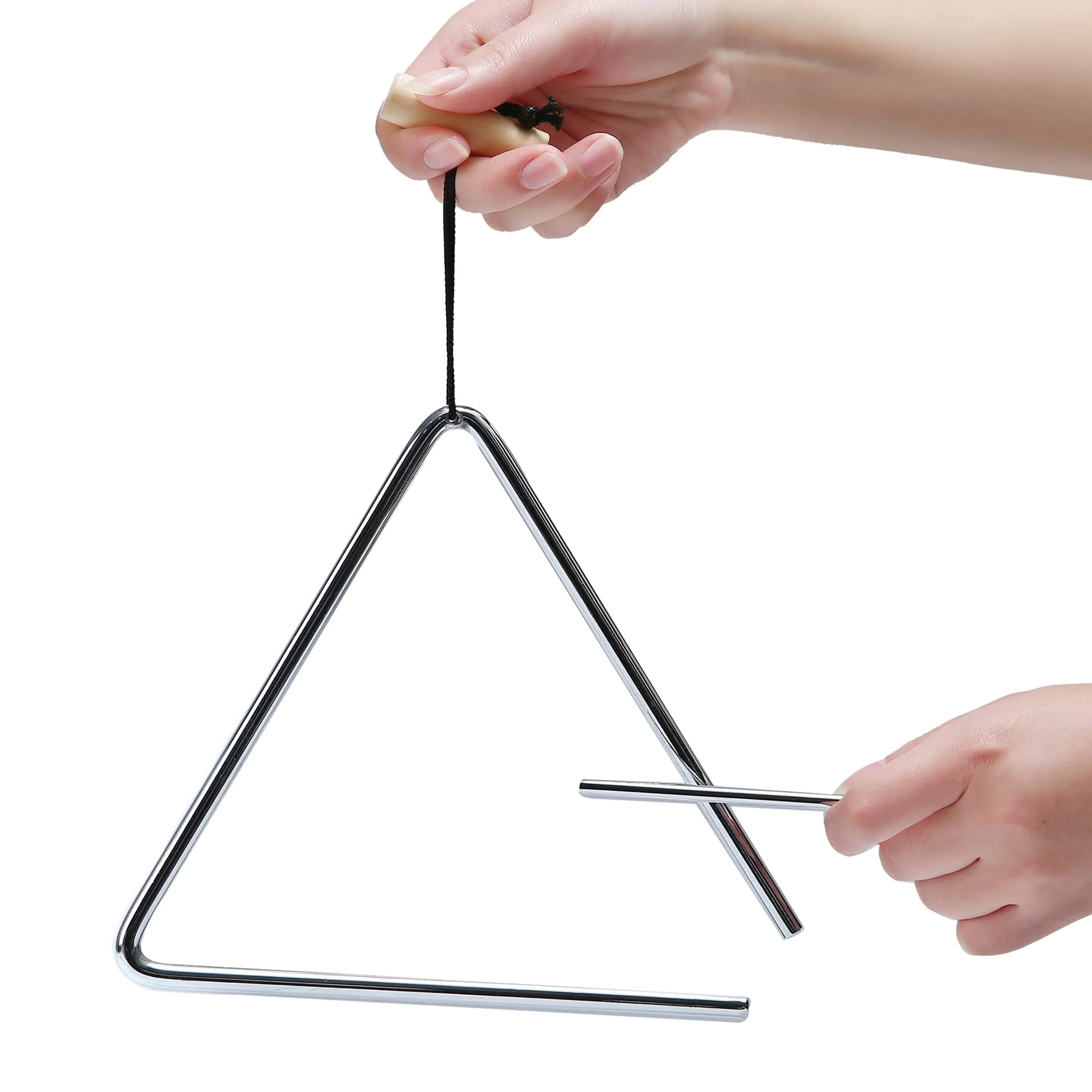 8 Inch Musical Triangle Instrument, Steel Triangle Percussion Bell With Striker 8 INCH - Image 2