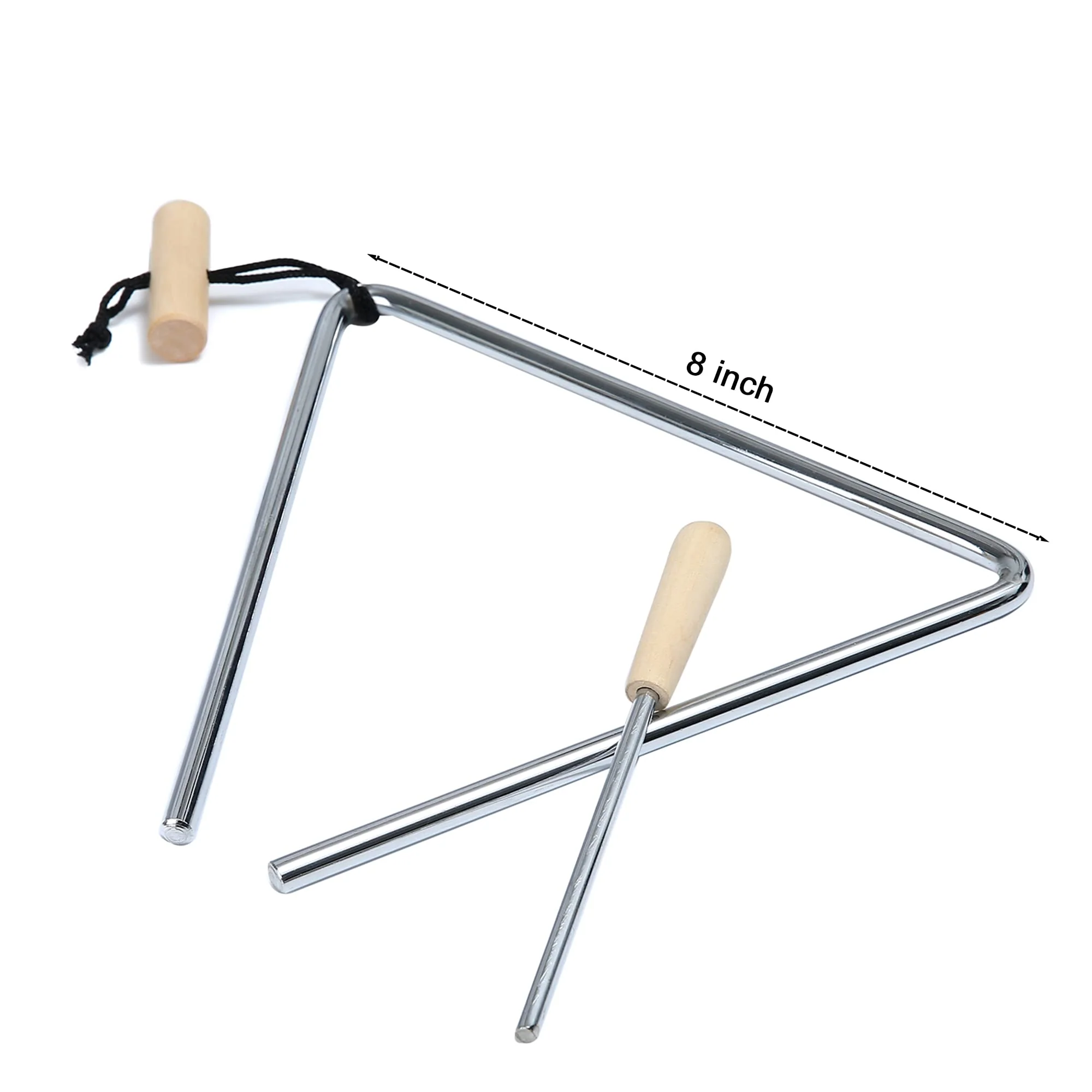 8 Inch Musical Triangle Instrument, Steel Triangle Percussion Bell With Striker 8 INCH - Image 3