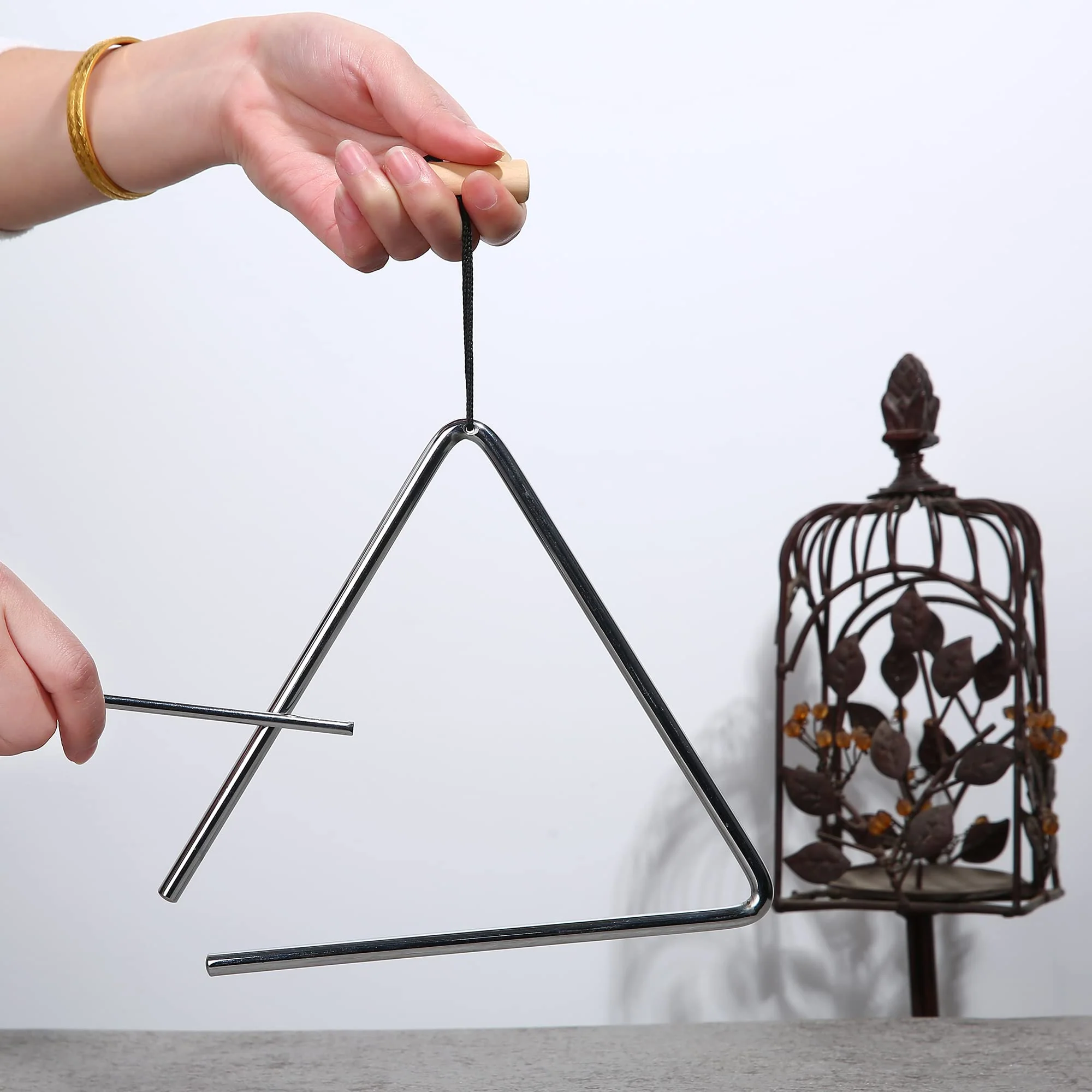 8 Inch Musical Triangle Instrument, Steel Triangle Percussion Bell With Striker 8 INCH - Image 7