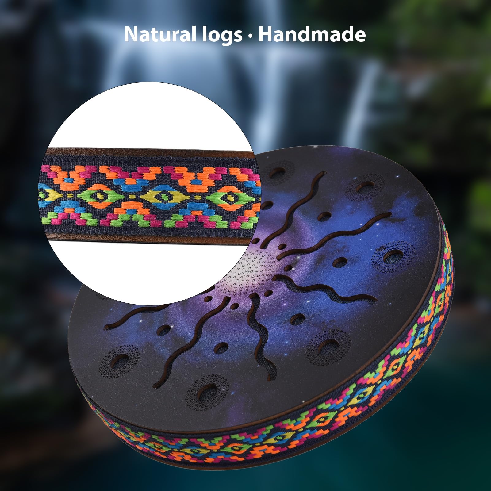 8 Inch Ocean Drum Ethnic Percussion Instrument Painted Drum Pattern Birch Wooden Drum Woven Edge for Home Party Supplies Onomatopoeic Music 8 INCH - Image 4