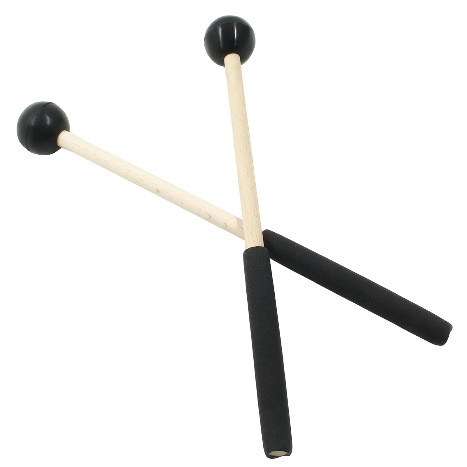 8 Inch Percussion Mallets Stick with Rubber Head and Handle,Wood Drum Mallets for Xylophone,Glockenspiel, Black