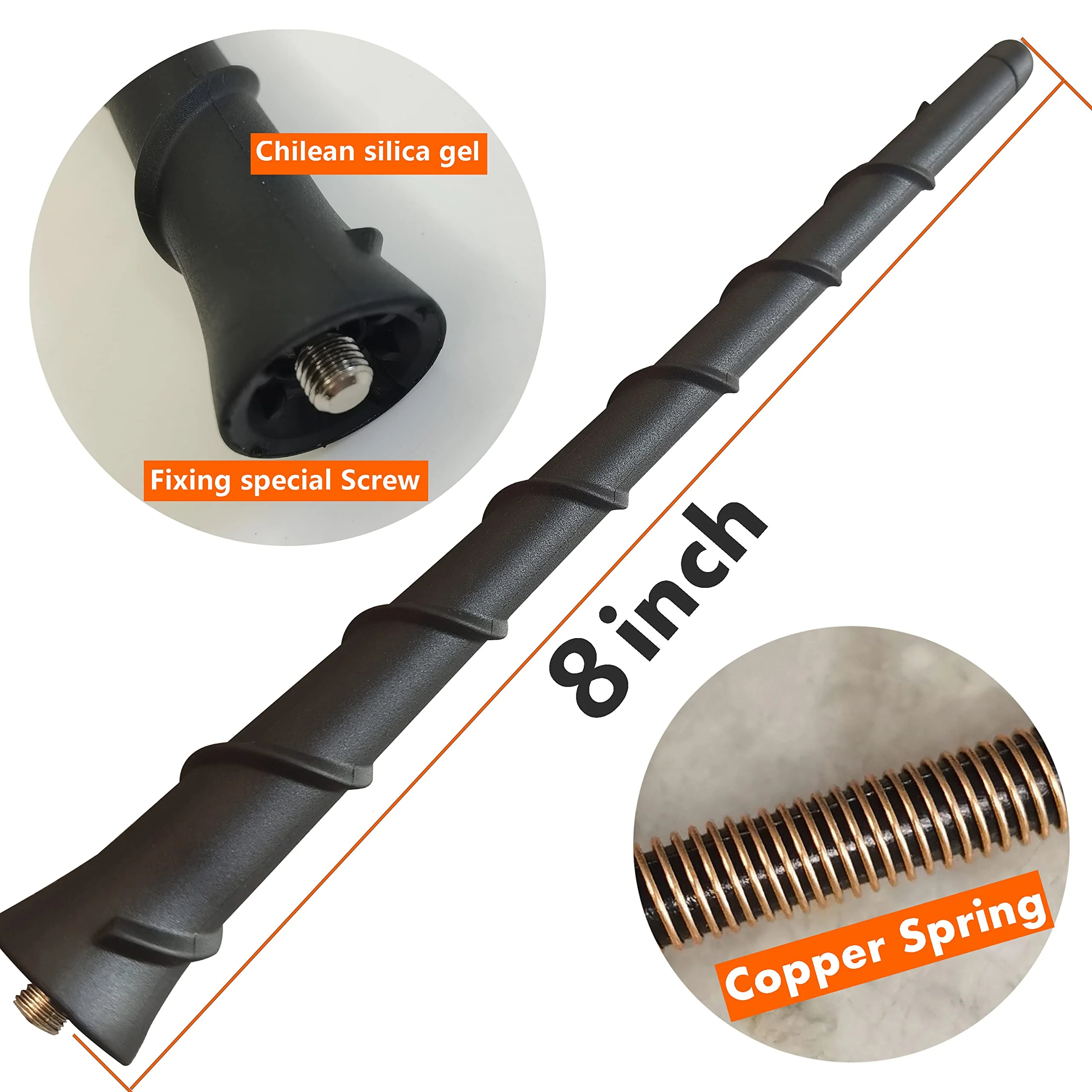8 Inch Rubber Antenna for Dodge Dart (2012-2016), Dodge Dart Antenna - Car Wash Proof, Internal Copper Coil Antenna Mast Replacement - Image 2