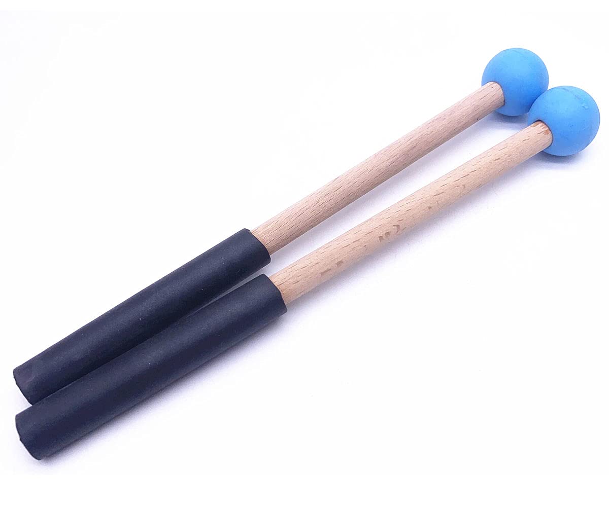 8 Inch Rubber Head Percussion Mallets Sticks for Tongue Drum, Xylophone,Glockenspiel, Woodblock, Bell Pack of 2 Blue - Image 3