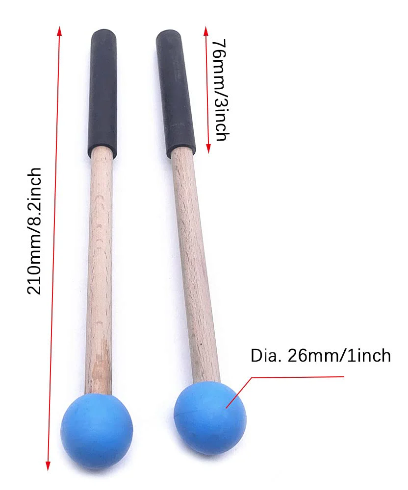 8 Inch Rubber Head Percussion Mallets Sticks for Tongue Drum, Xylophone,Glockenspiel, Woodblock, Bell Pack of 2 Blue - Image 4