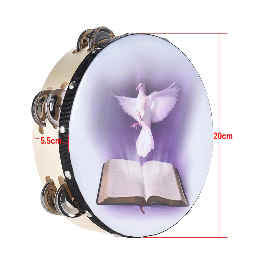 8 inch Tambourine 6 Pairs Double Metal Jingle for Church and Other Holy Occasio - Image 5