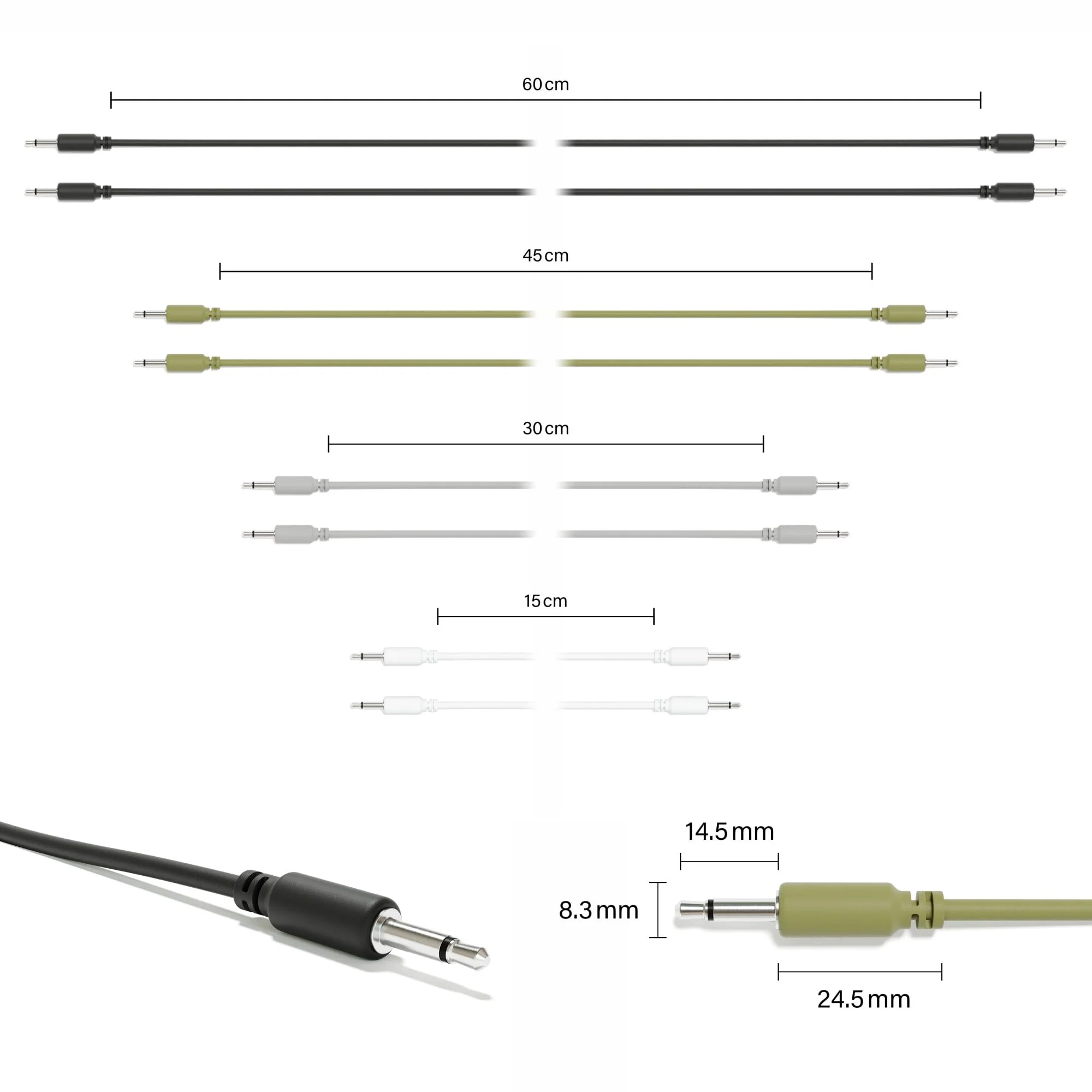 8-Pack - Mono Modular Patch Cables TS 3.5mm 1/8 inch Eurorack Synthesizer [8A-Pack] 8A-Pack - Image 2