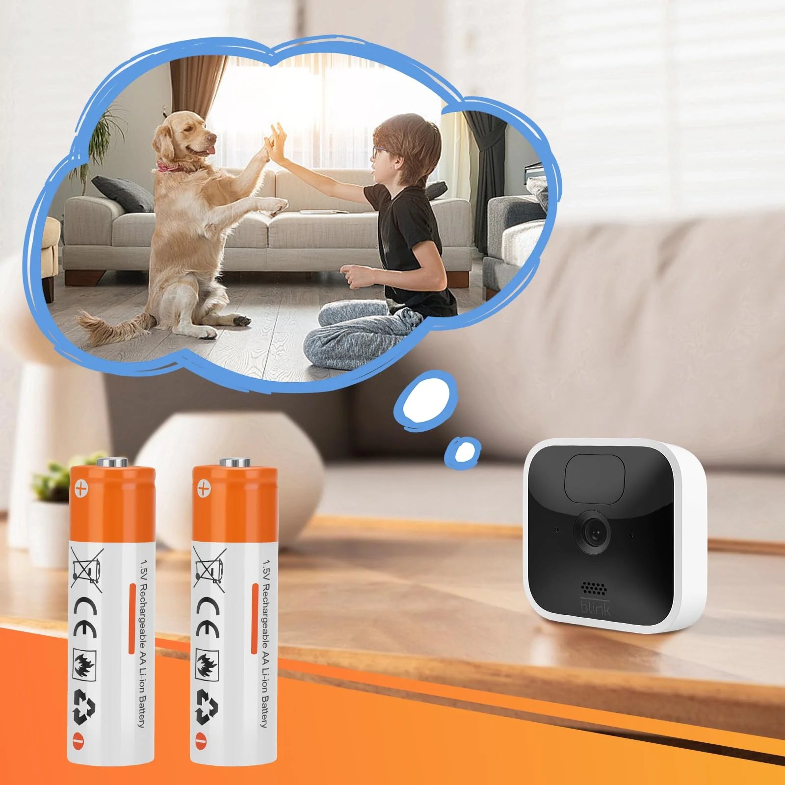 8 Pack Rechargeable 1.5V AA Size Lithium Batteries for Blink Camera, Long-Lasting Double A Battery 2600mWh with 2H Fast Charger (4 Bay Independent Slot) 8 Pack - Image 6