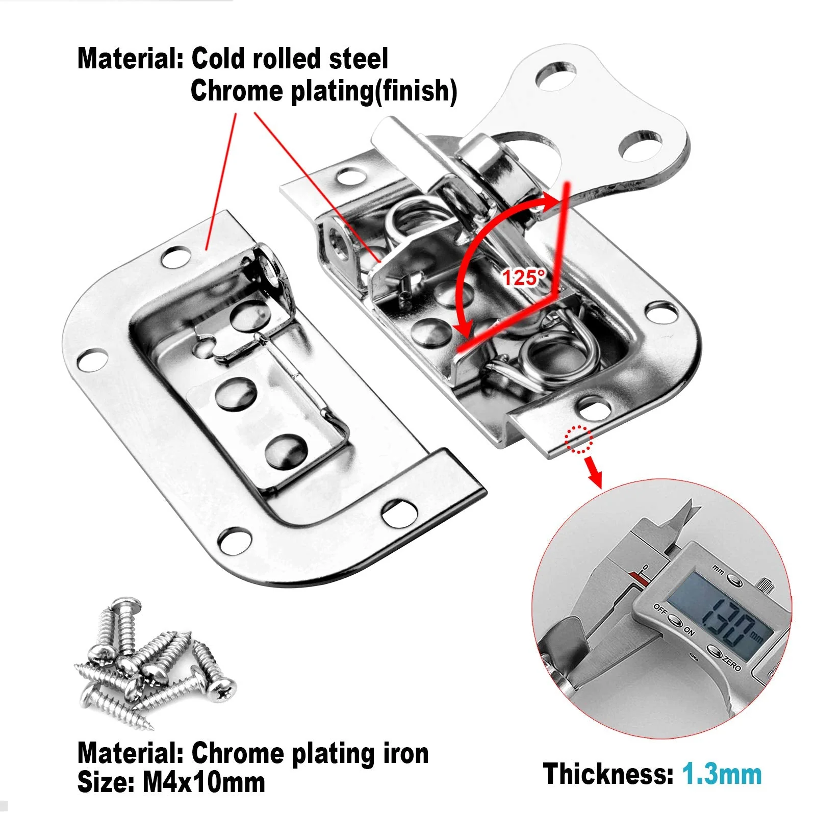 8 Pack Road Flight Case Spring Loaded Recessed, Small Butterfly Twist Latch with Padlockable Feature,125 Degree Openable for Flight Case, PA DJ Rack/Road Case - Image 2