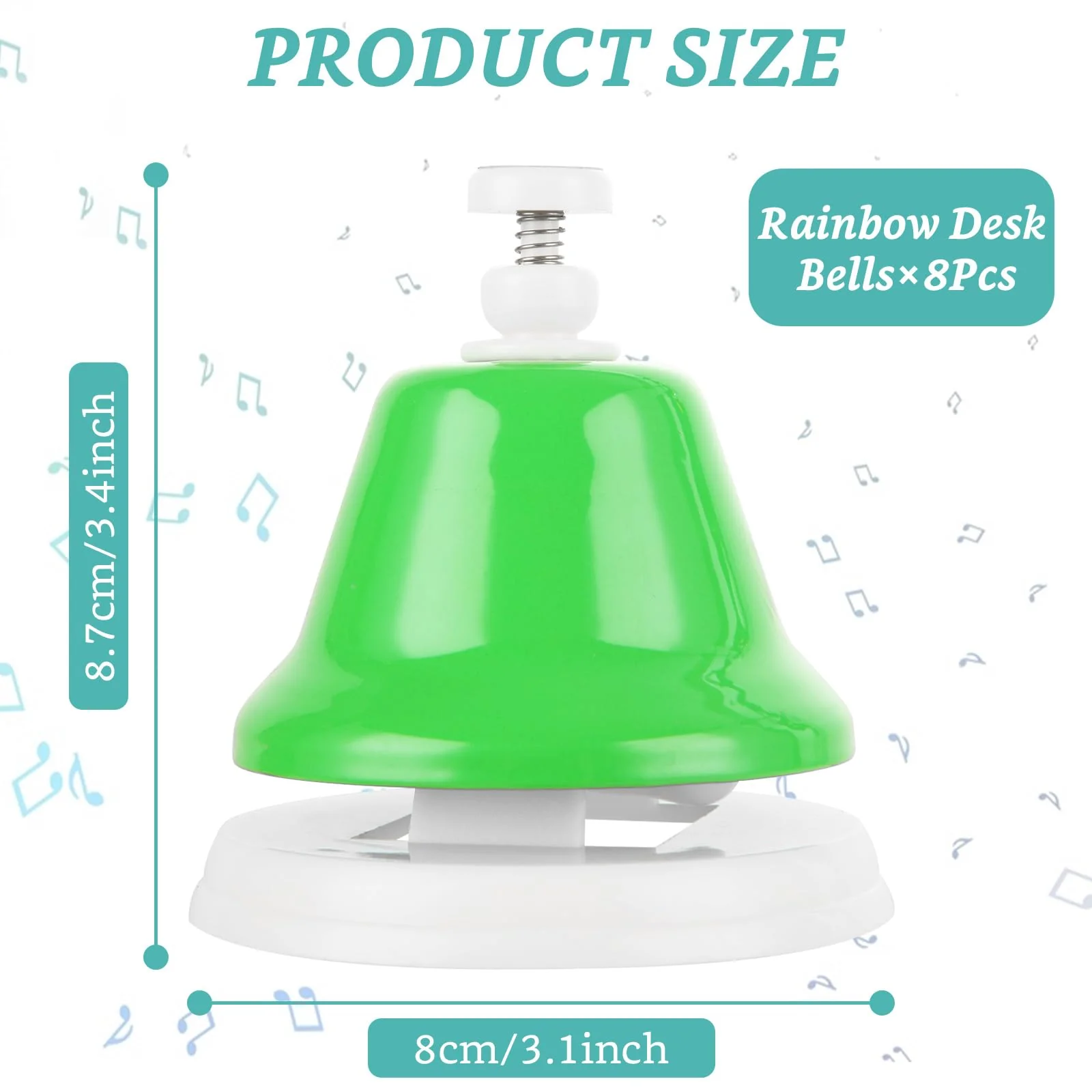 8 Pcs Rainbow Desk Bells, 8 Notes Diatonic Metal Musical Bells, Musical Bells Musical Learning for Musical Teaching Church - Image 2