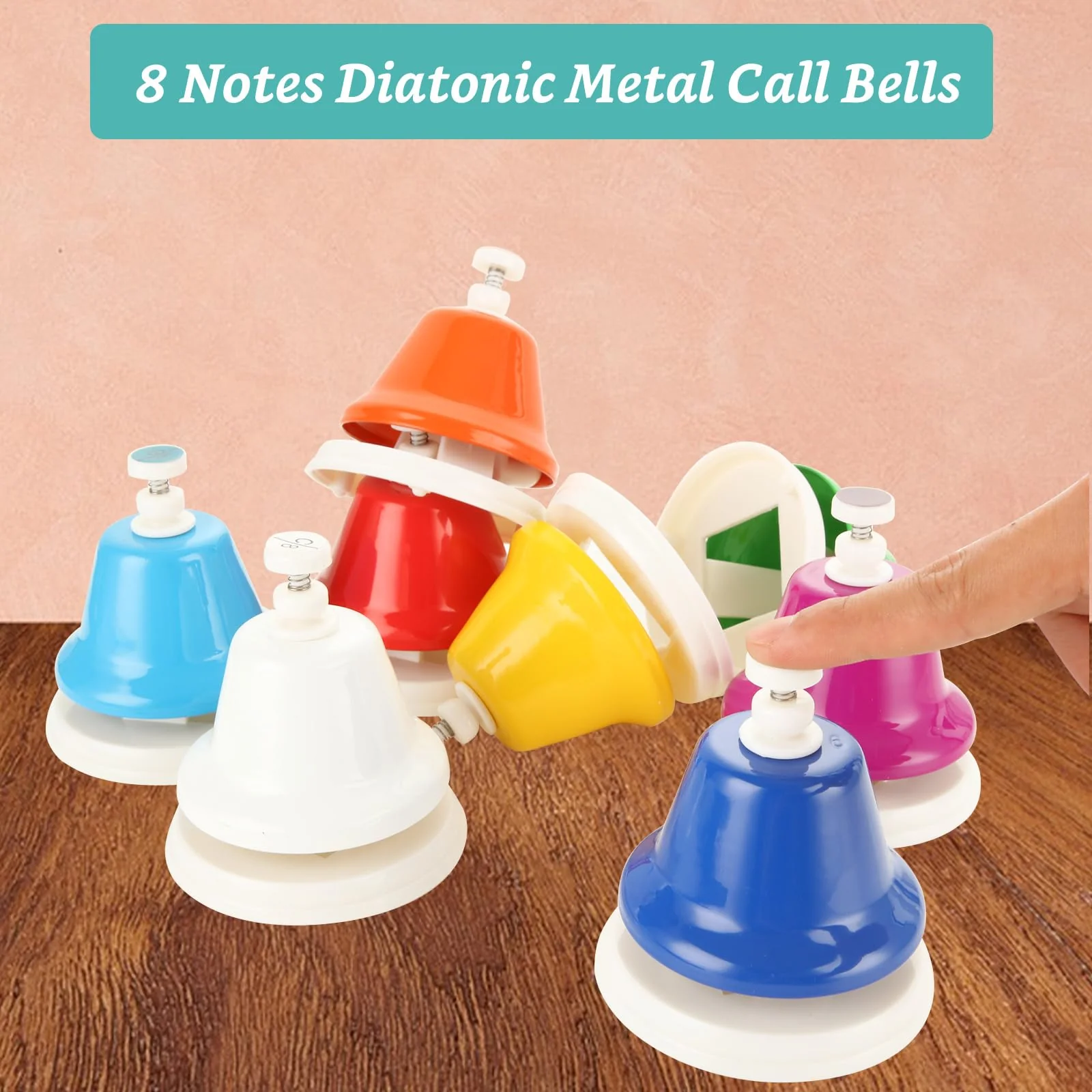 8 Pcs Rainbow Desk Bells, 8 Notes Diatonic Metal Musical Bells, Musical Bells Musical Learning for Musical Teaching Church - Image 4