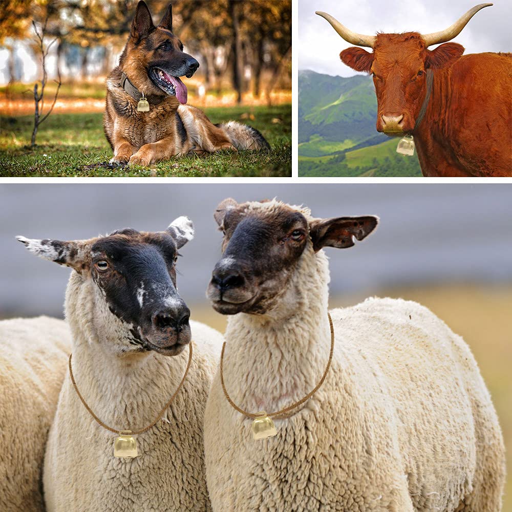 8 Pcs Shiny Gold Small Cow Bells, Loud Grazing Copper Bells Noise Makers, Metal Decorative Bells for Pet Dog Cat Pendants Christmas Tree Crafts 8 Pcs - Image 2