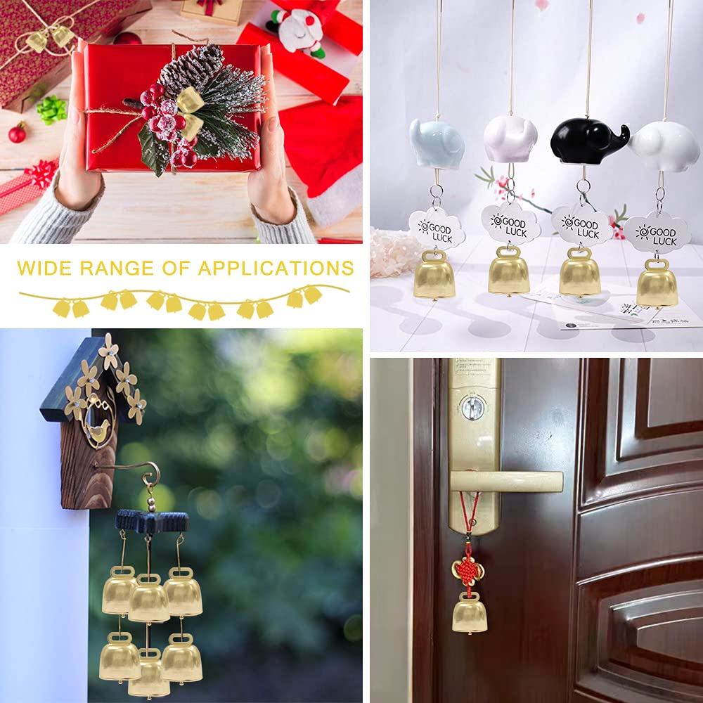 8 Pcs Shiny Gold Small Cow Bells, Loud Grazing Copper Bells Noise Makers, Metal Decorative Bells for Pet Dog Cat Pendants Christmas Tree Crafts 8 Pcs - Image 5