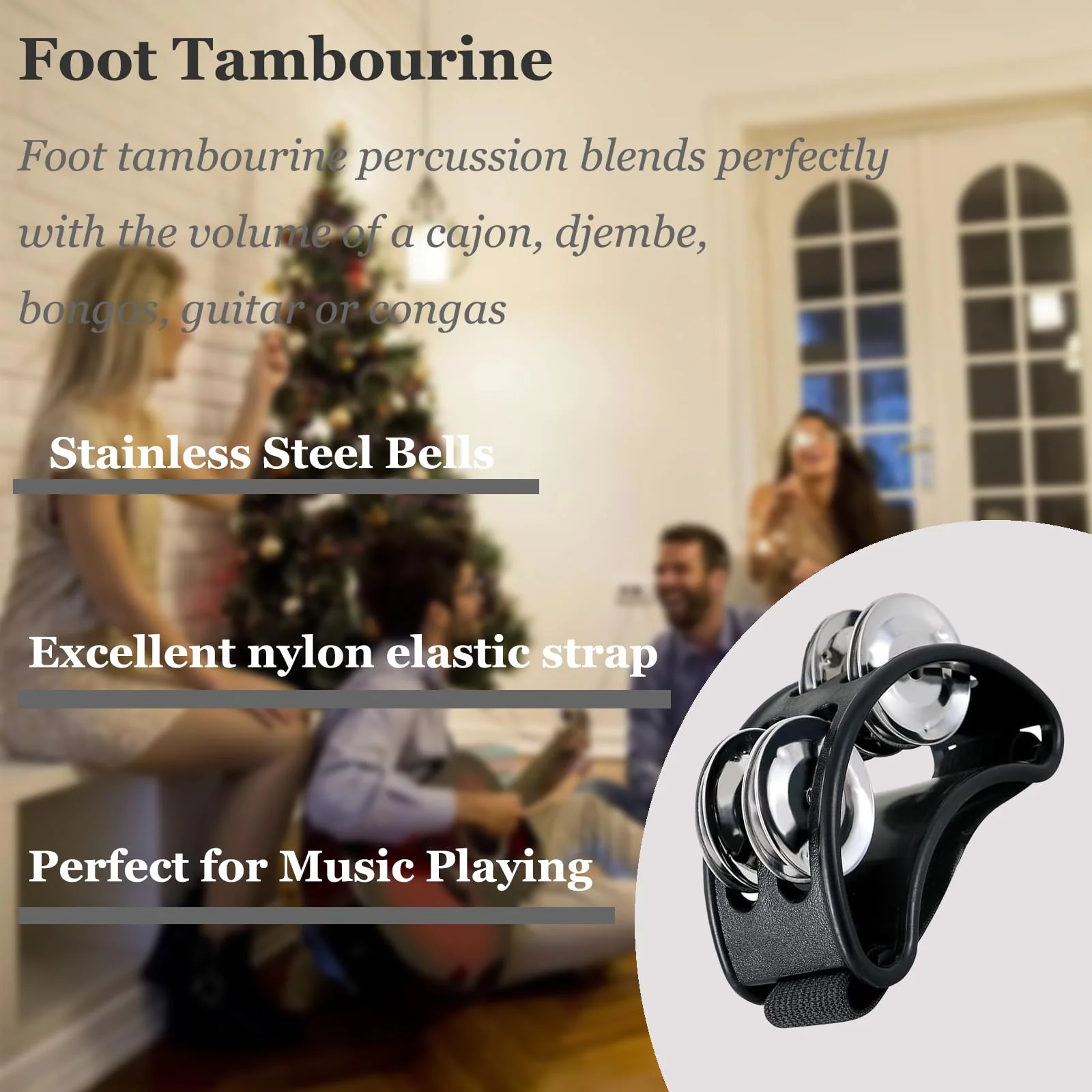8 Pcs Tambourines for Adults Metal Jingles Half Moon Tambourine, Foot Tambourine, Wood Rhythm Sticks，Egg Shakers, Sand Hammer, Hand Percussion Instrument Set for Party, KTV - Image 4
