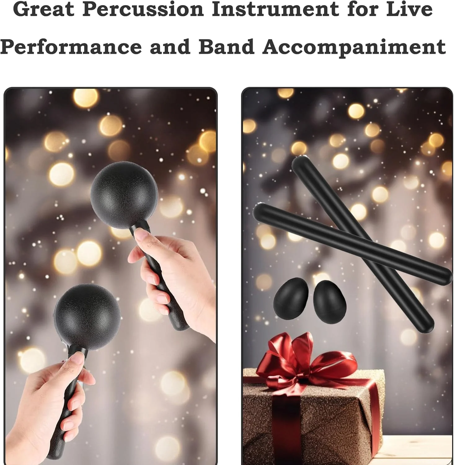 8 Pcs Tambourines for Adults Metal Jingles Half Moon Tambourine, Foot Tambourine, Wood Rhythm Sticks，Egg Shakers, Sand Hammer, Hand Percussion Instrument Set for Party, KTV - Image 6