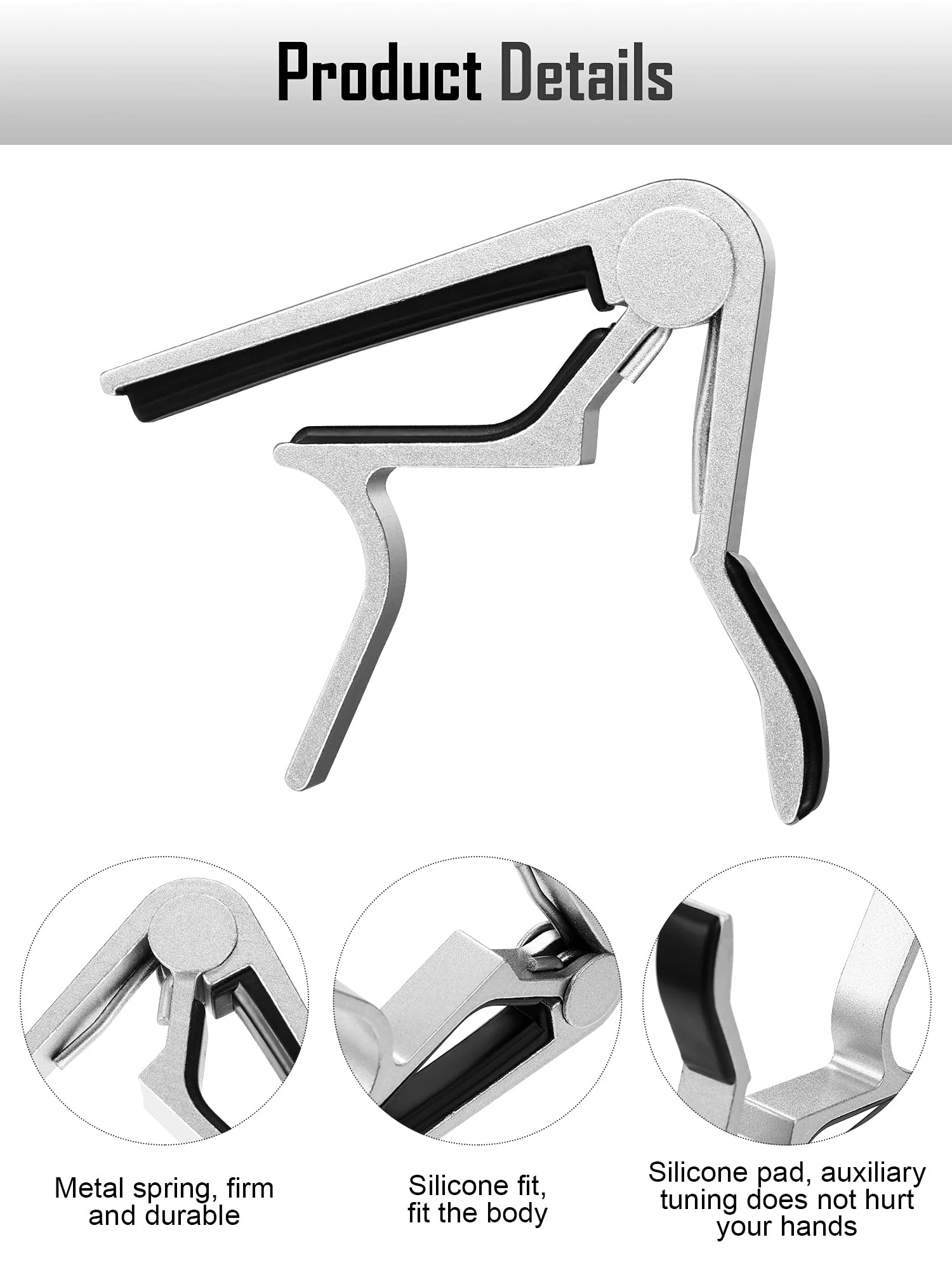 8 Pieces Guitar Capo Guitar Accessories Capo Aluminum Metal Universal Guitar Clamp Capo Electric Guitar Capo Clamp for Various Types Lightweight String Instrument - Image 4