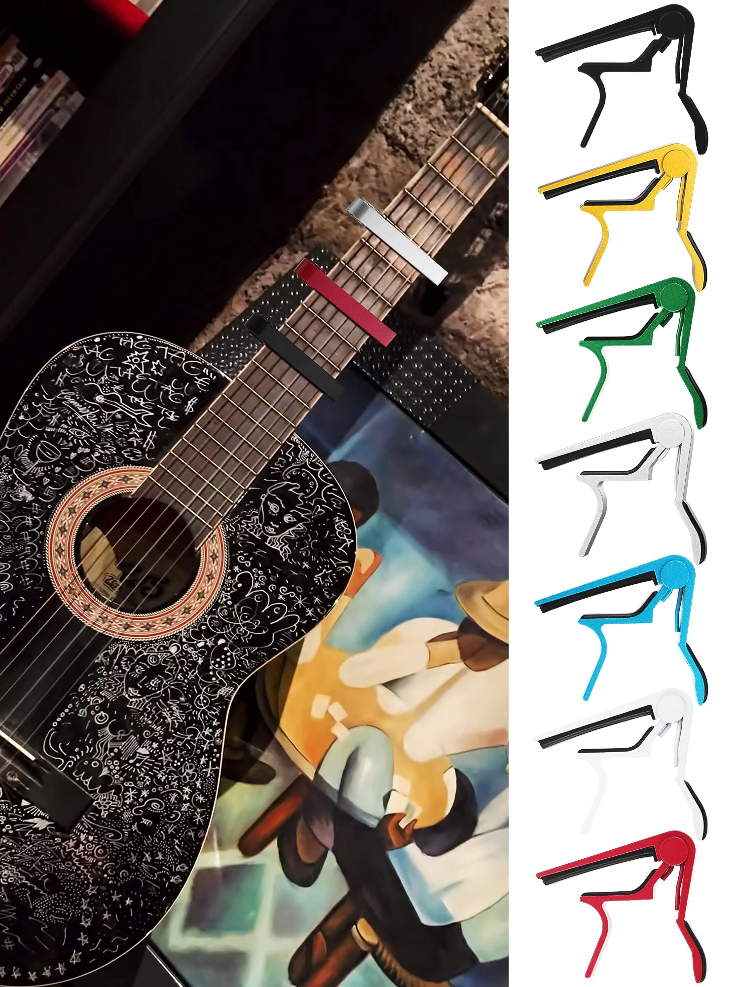 8 Pieces Guitar Capo Guitar Accessories Capo Aluminum Metal Universal Guitar Clamp Capo Electric Guitar Capo Clamp for Various Types Lightweight String Instrument - Image 6