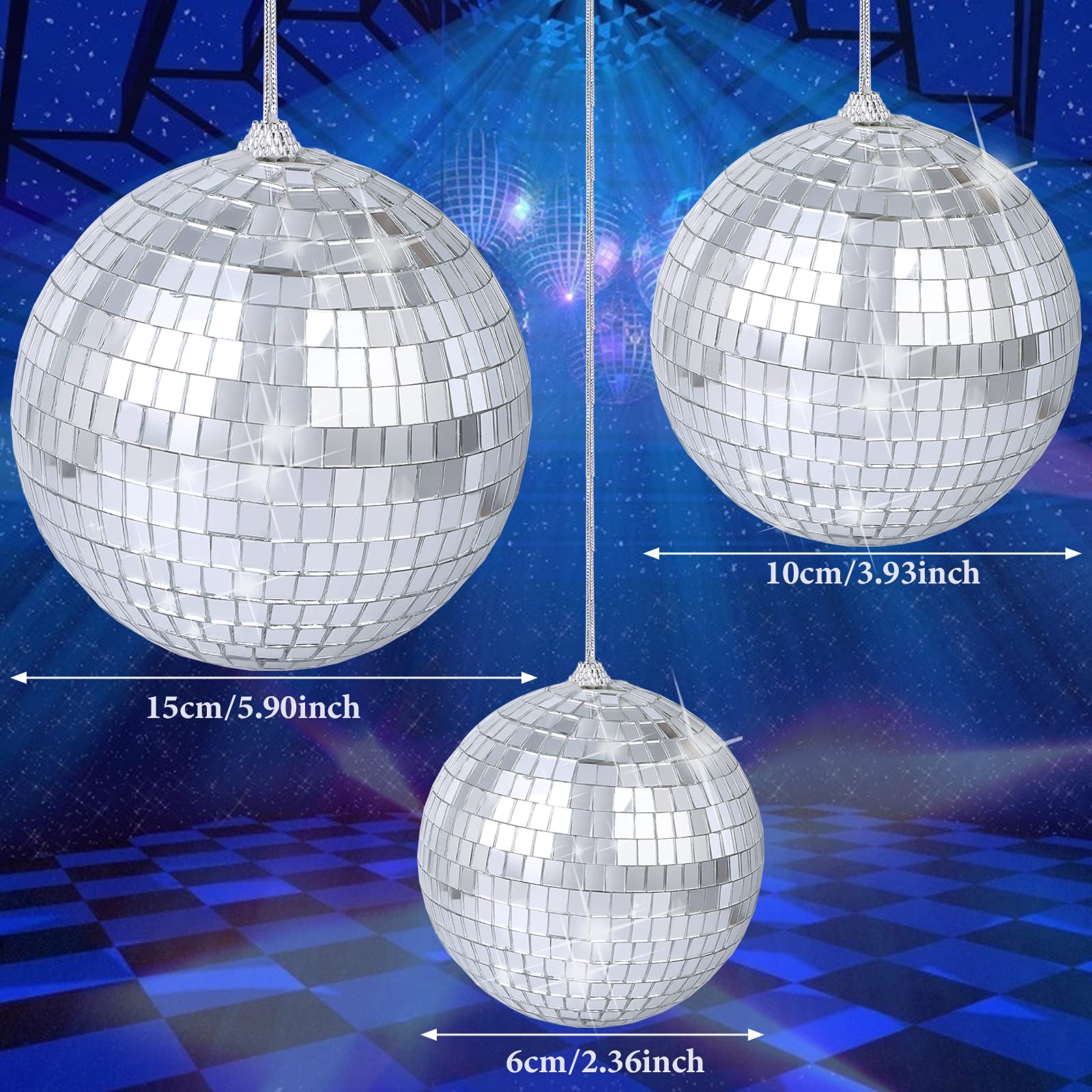 8 Pieces Mirror Disco Balls Silver Hanging Disco Light Mirror Ball for Retro Party, Fun Party, Home Bands Decorations - Image 2
