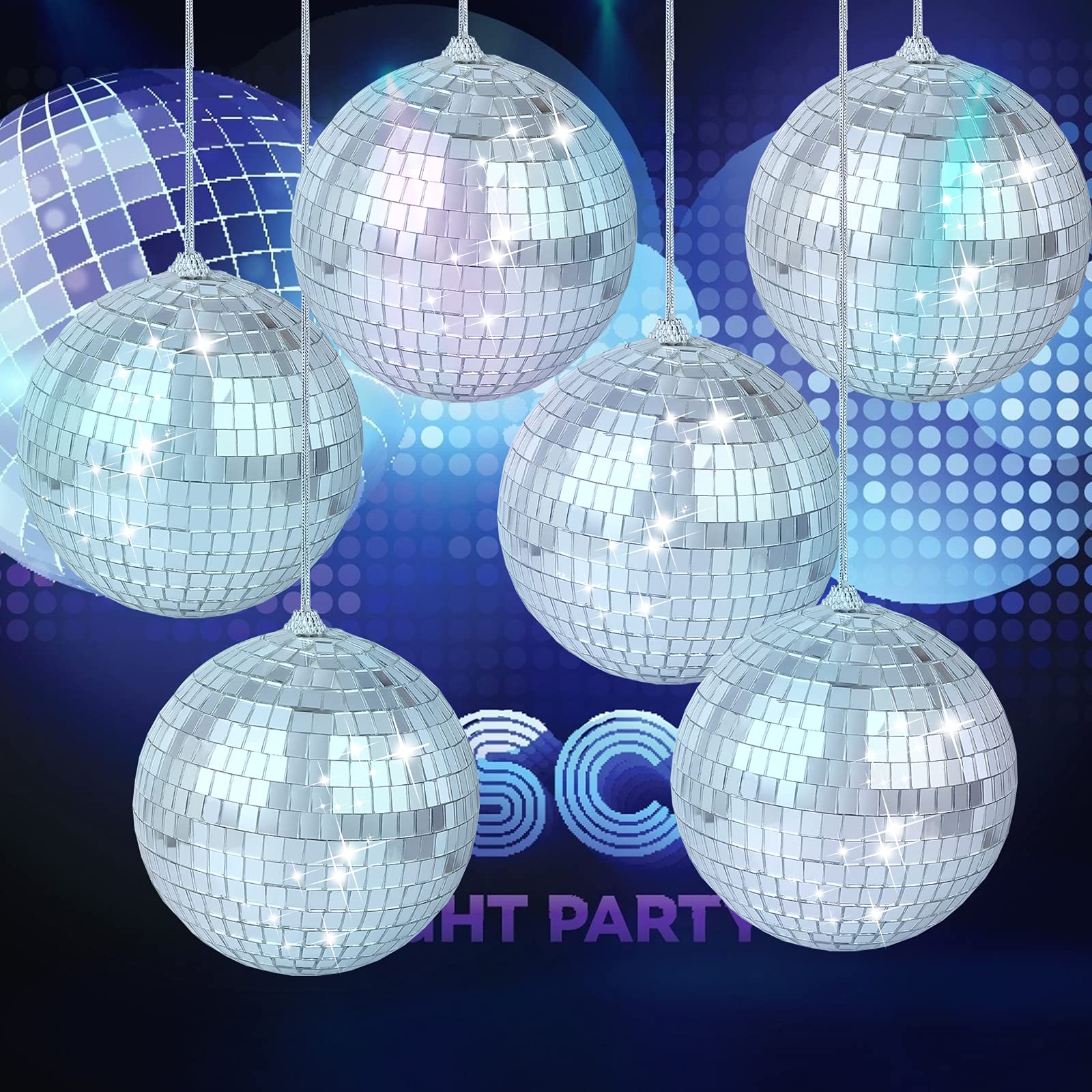 8 Pieces Mirror Disco Balls Silver Hanging Disco Light Mirror Ball for Retro Party, Fun Party, Home Bands Decorations - Image 3