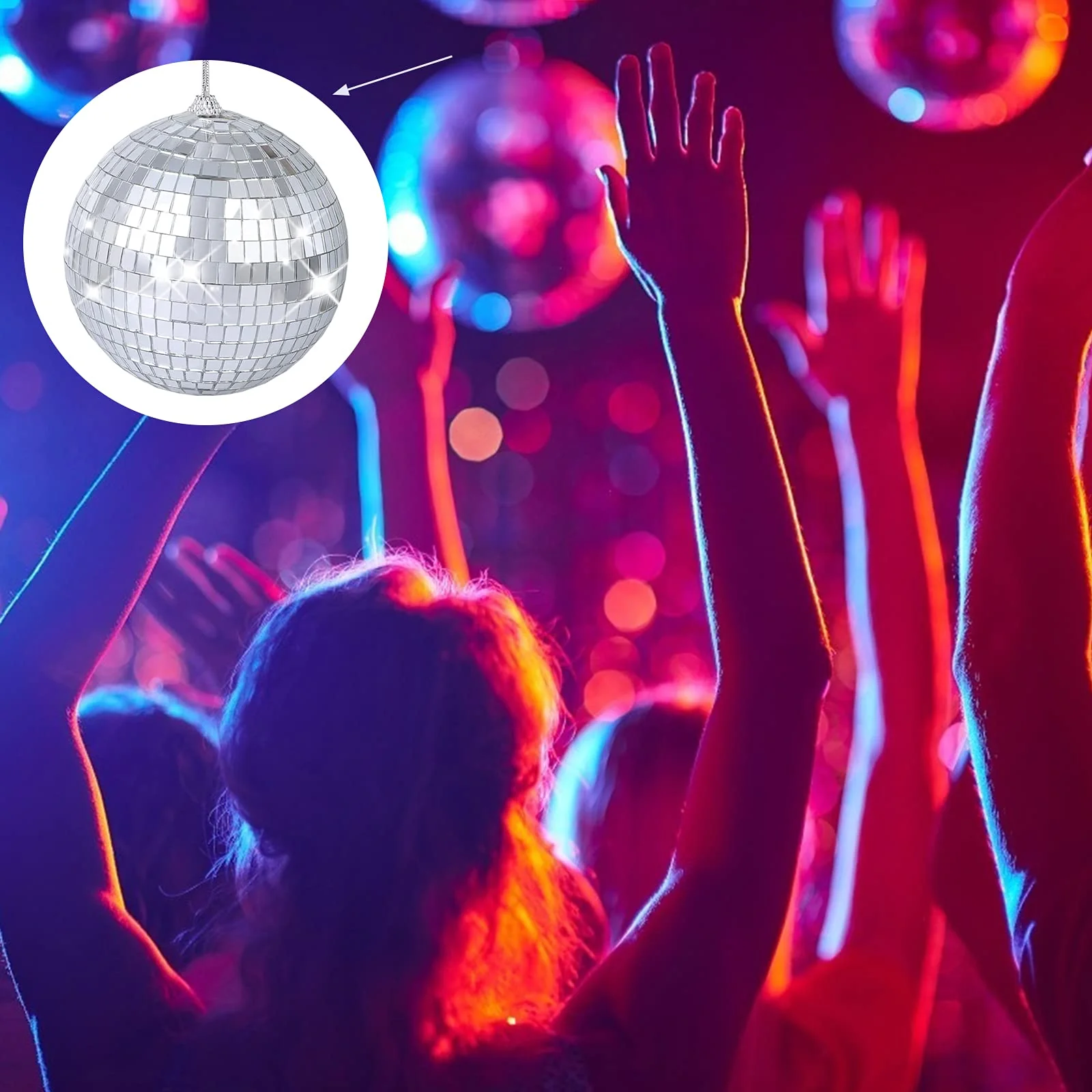 8 Pieces Mirror Disco Balls Silver Hanging Disco Light Mirror Ball for Retro Party, Fun Party, Home Bands Decorations - Image 6