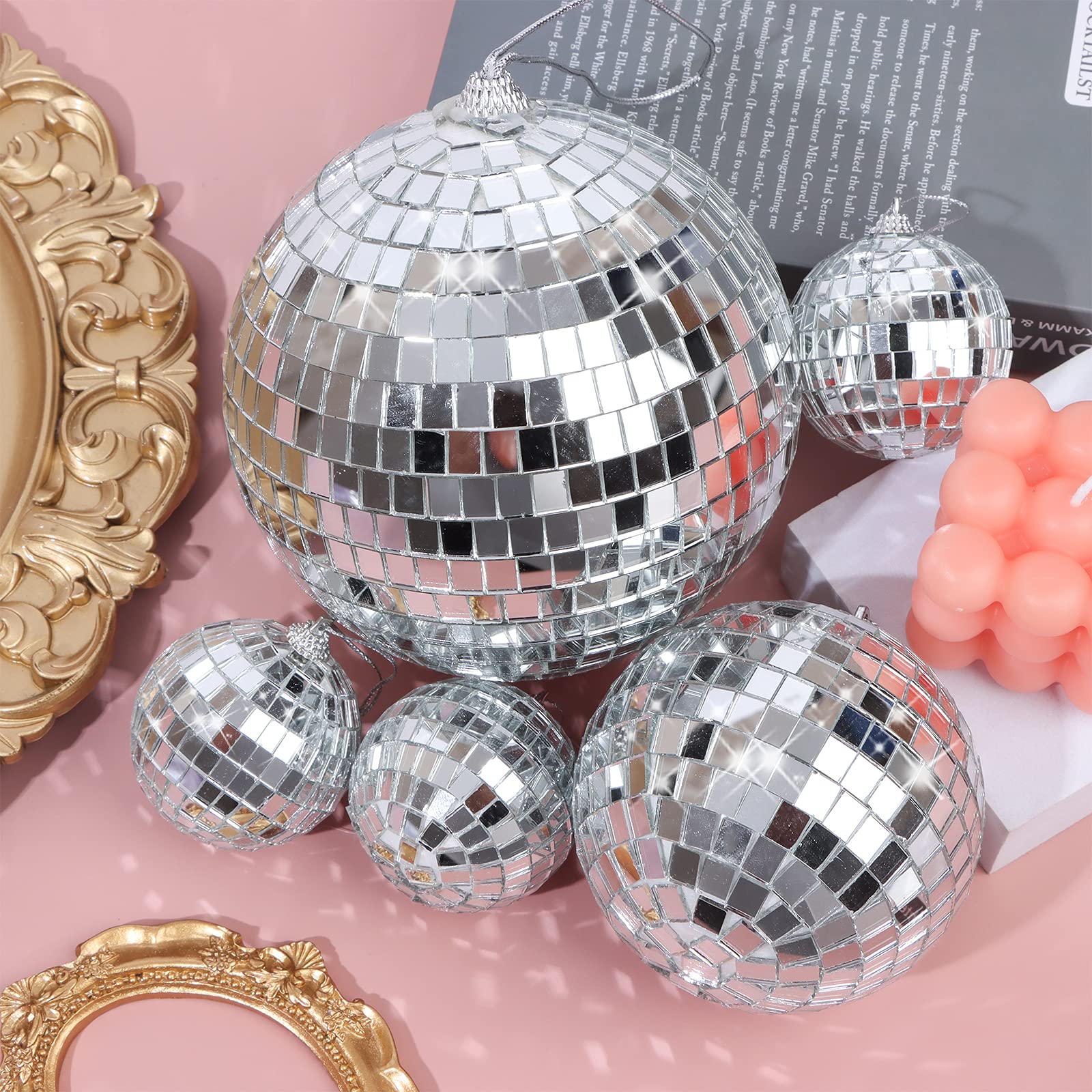 8 Pieces Mirror Disco Balls Silver Hanging Disco Light Mirror Ball for Retro Party, Fun Party, Home Bands Decorations - Image 7