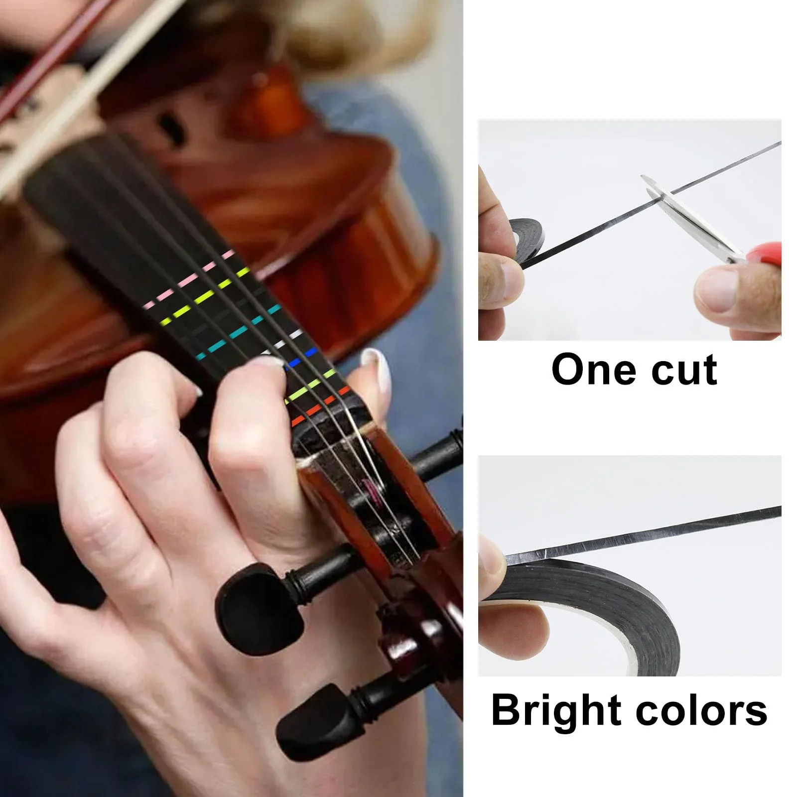 8 Rolls Violin Tape Fingerboard, 216 FT Violin Finger Guide Stickers, Cello Fingering Tape for for Fretboard Violins and Other Orchestral Instruments Violin Finger Guide (8 Colors) - Image 3