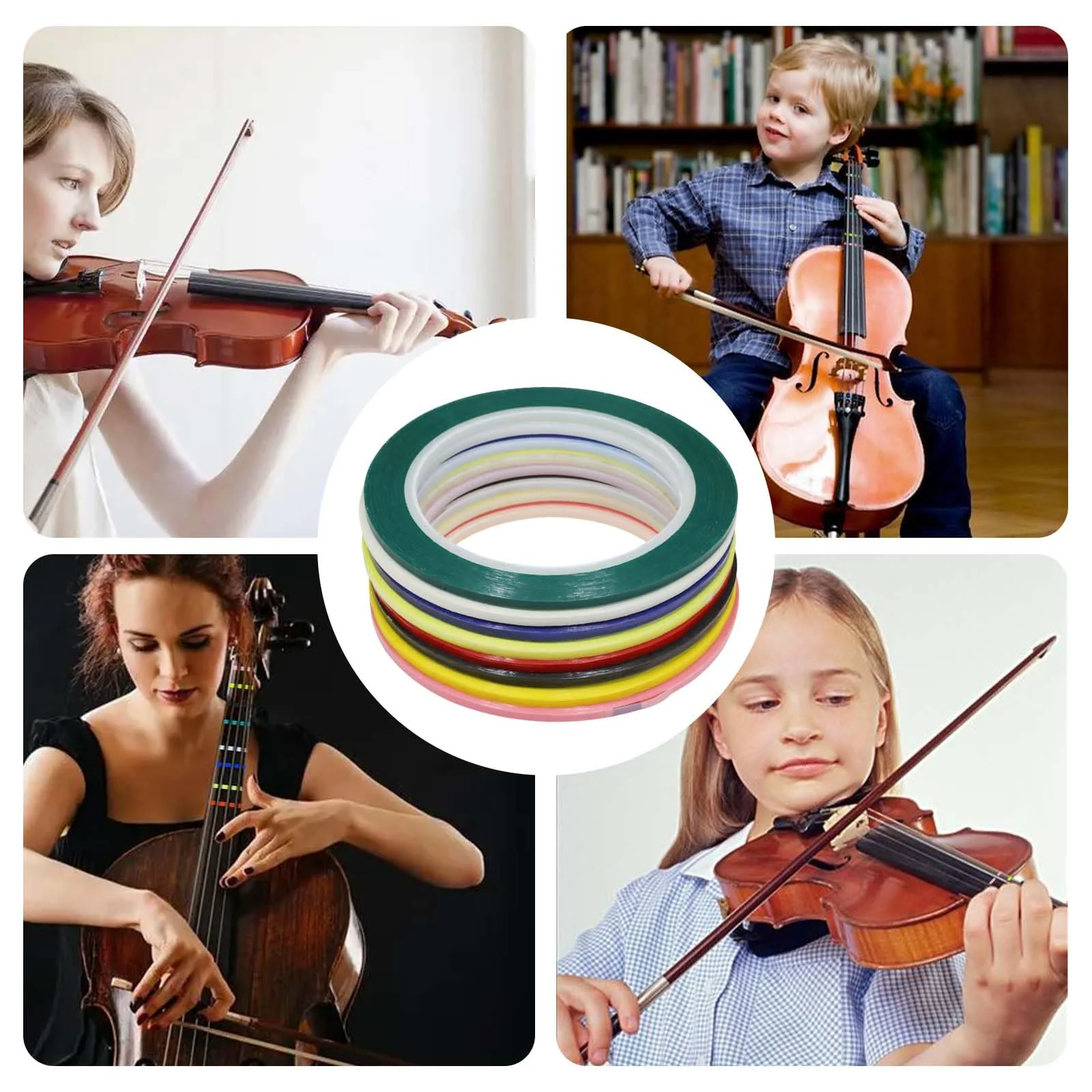 8 Rolls Violin Tape Fingerboard, 216 FT Violin Finger Guide Stickers, Cello Fingering Tape for for Fretboard Violins and Other Orchestral Instruments Violin Finger Guide (8 Colors) - Image 7