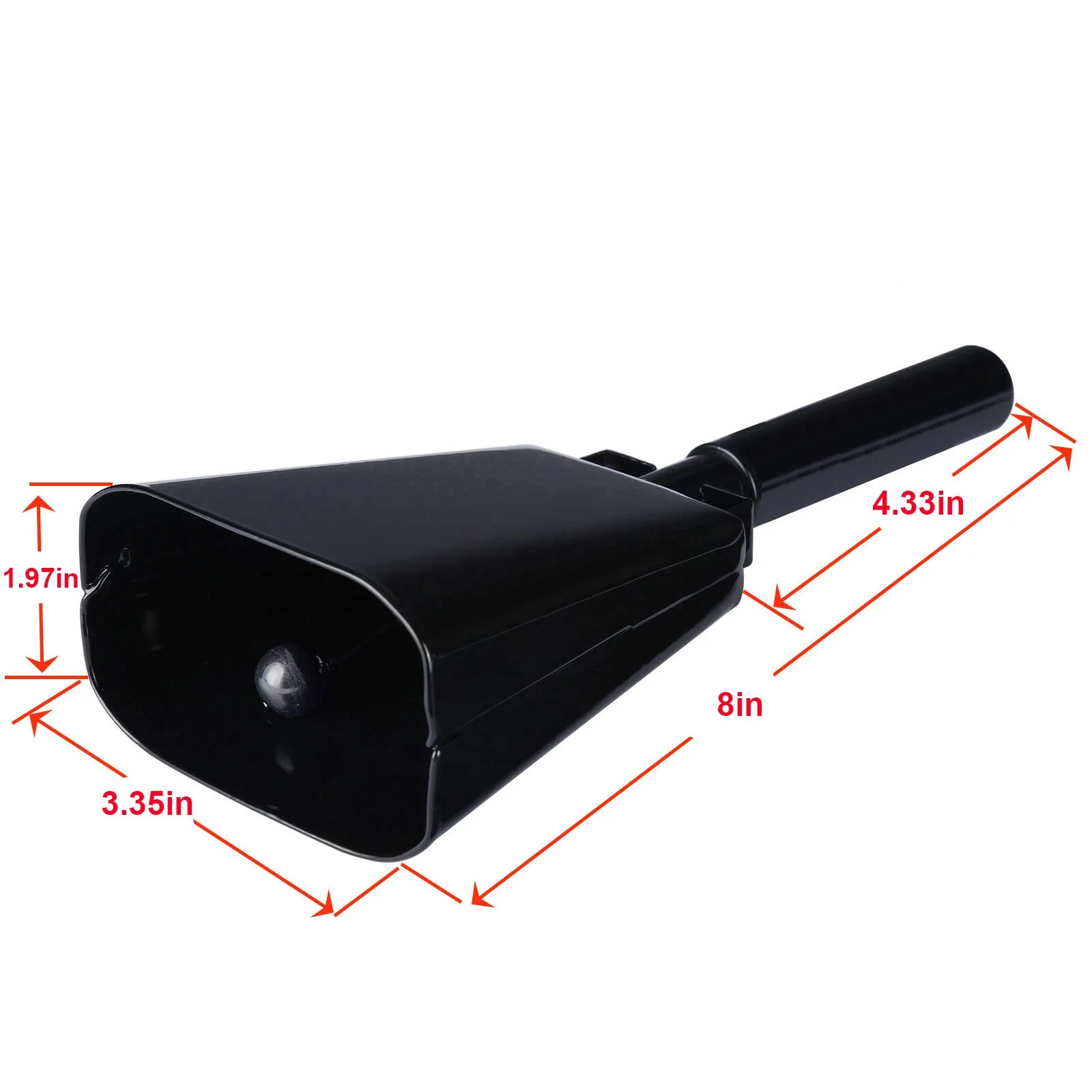 8’’ Steel Cow Bell with Handle, Noise Maker Cowbell, Cheering Loud Hand Call Bell for Sport Events Football Soccer Hockey Baseball Basketball Games Party Concert Graduations School Wedding Farm Ranch 8inch-black - Image 3