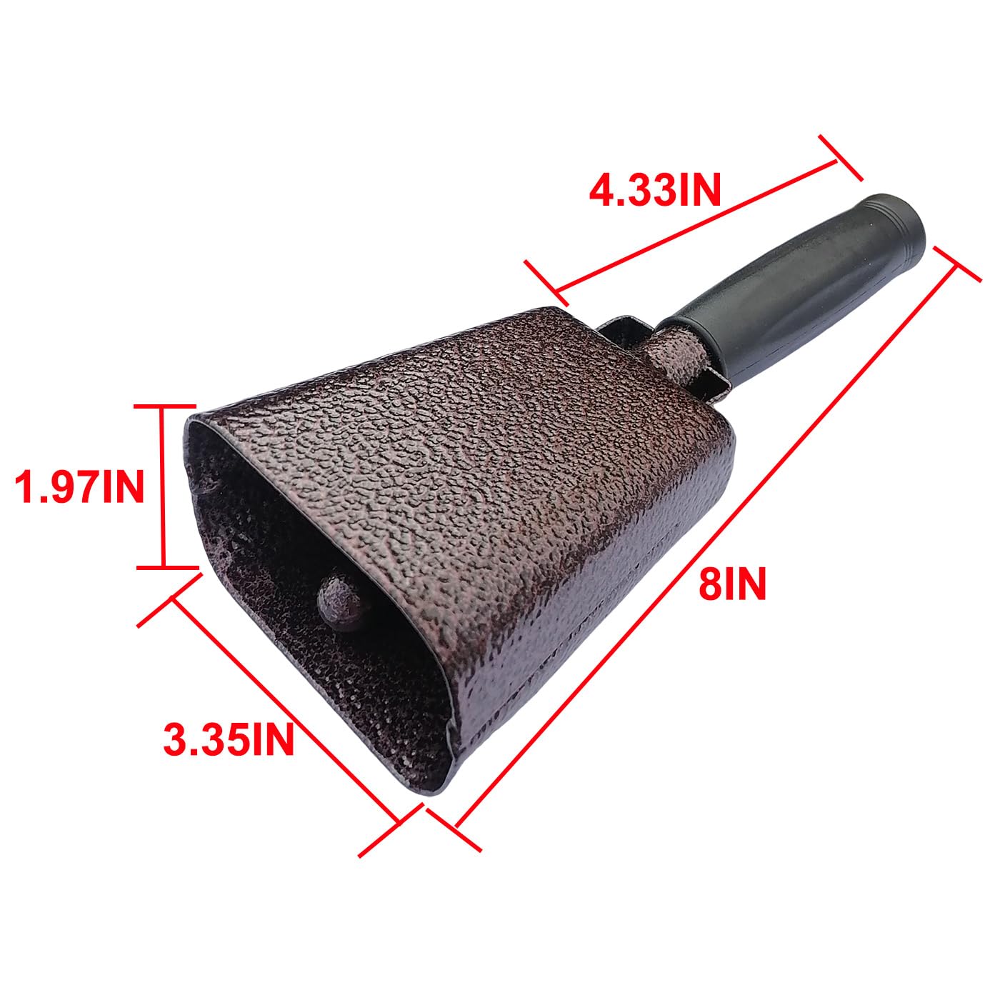8’’ Steel Cow Bell with Handle, Noise Maker Cowbell, Cheering Loud Hand Call Bell for Sport Events Football Soccer Hockey Baseball Basketball Games Party Concert Graduations School Wedding Farm Ranch 8inch-copper - Image 2