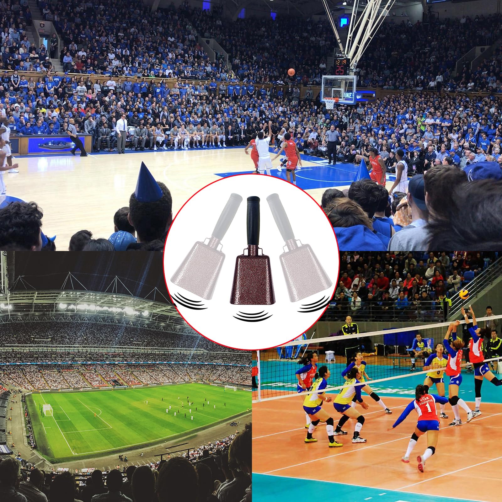 8’’ Steel Cow Bell with Handle, Noise Maker Cowbell, Cheering Loud Hand Call Bell for Sport Events Football Soccer Hockey Baseball Basketball Games Party Concert Graduations School Wedding Farm Ranch 8inch-copper - Image 3