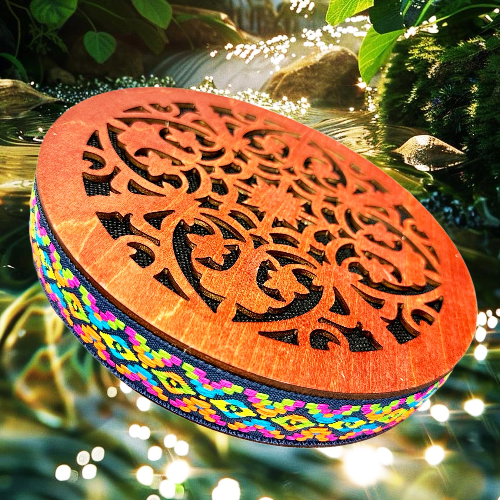 8'' Water Stream Drum | Rain Disk "Water-Fall" | Instrument for Sound Therapy | Ocean Drum | Sonic Energy Wave Drum | Yoga Meditation | Release Pressure | Music Healing Instrument (With Display Stand) - Image 4