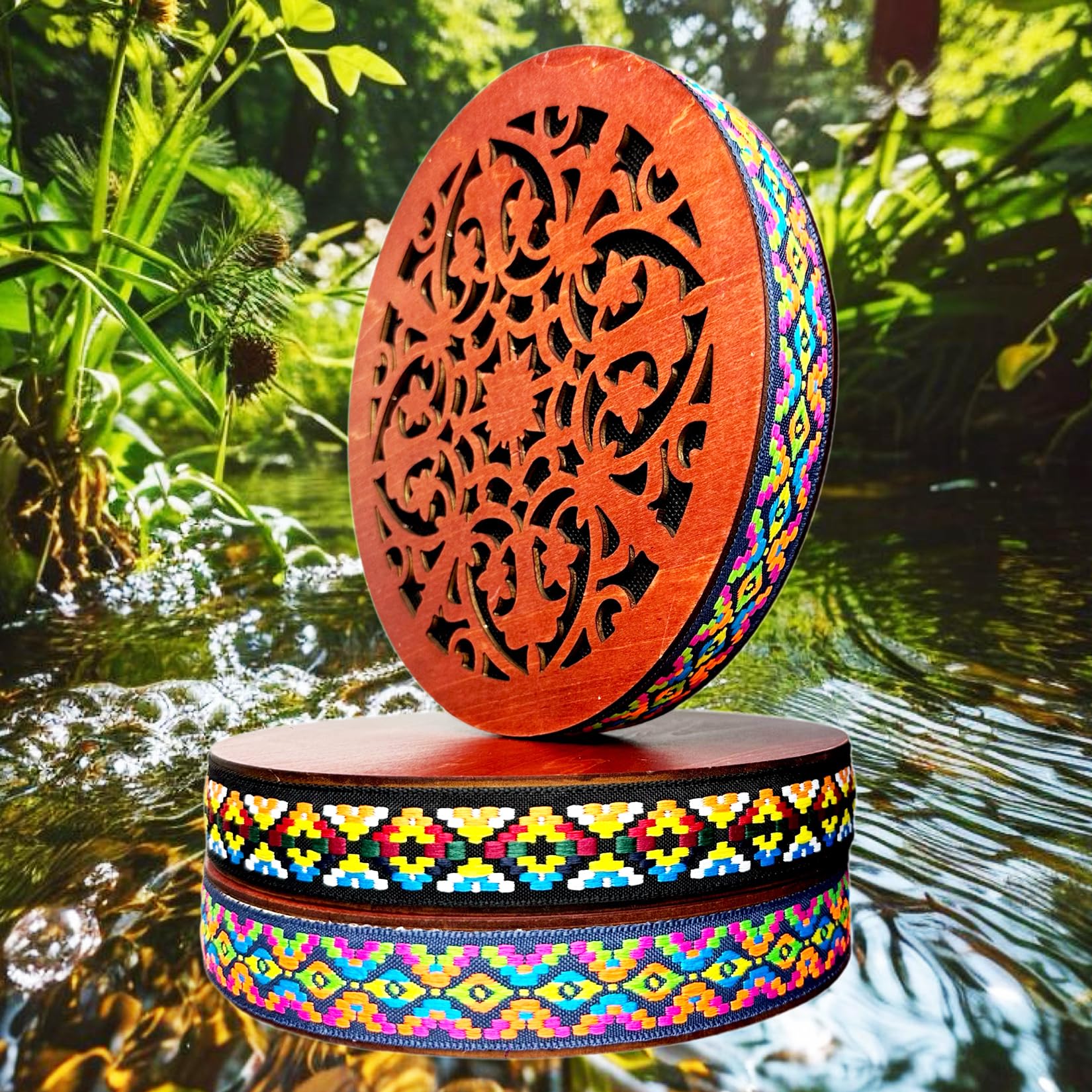 8'' Water Stream Drum | Rain Disk "Water-Fall" | Instrument for Sound Therapy | Ocean Drum | Sonic Energy Wave Drum | Yoga Meditation | Release Pressure | Music Healing Instrument (With Display Stand) - Image 5