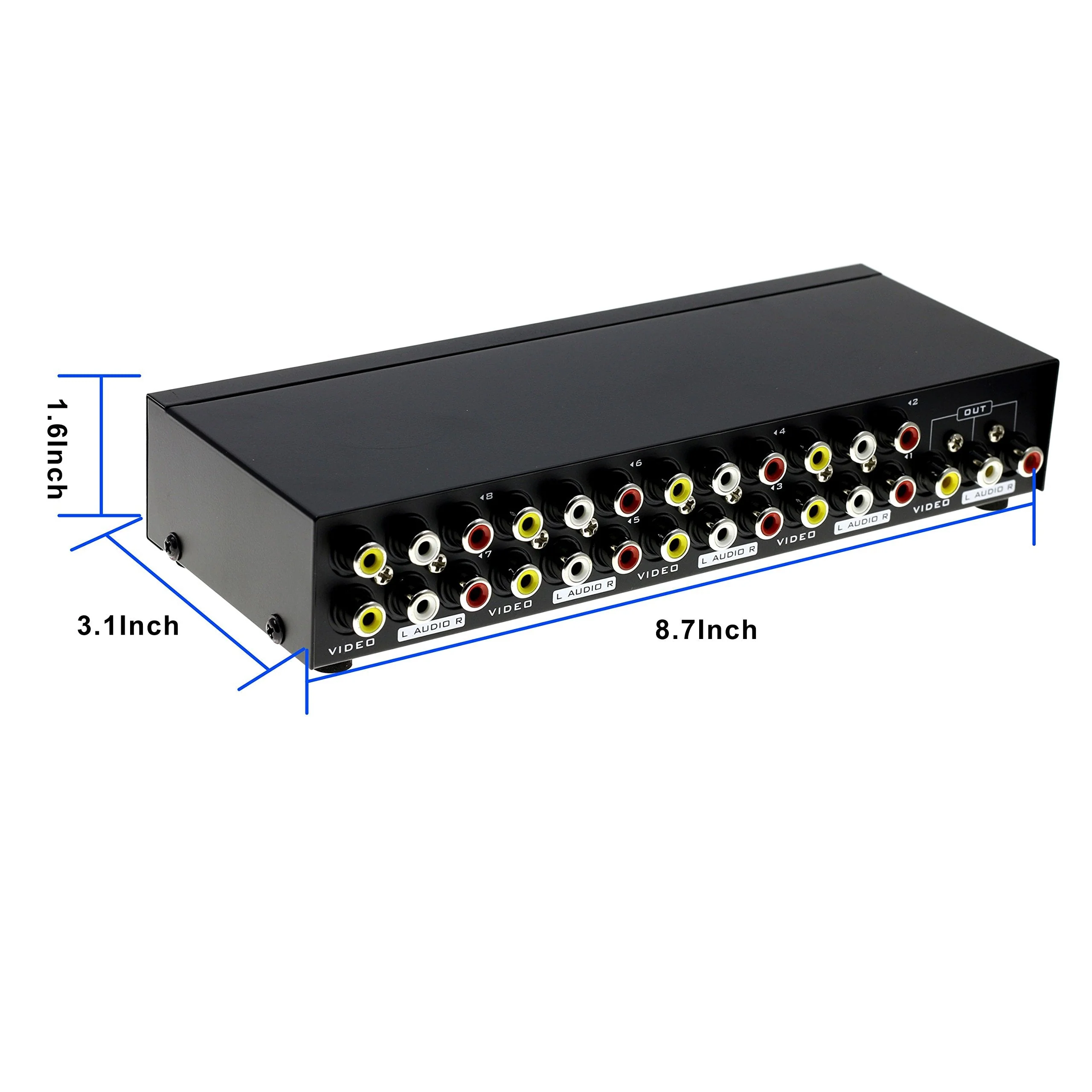 8-Way Composite Video Audio 3 RCA AV Switch Switcher Box Selector 8 in 1 Out 8x1 - Image 3