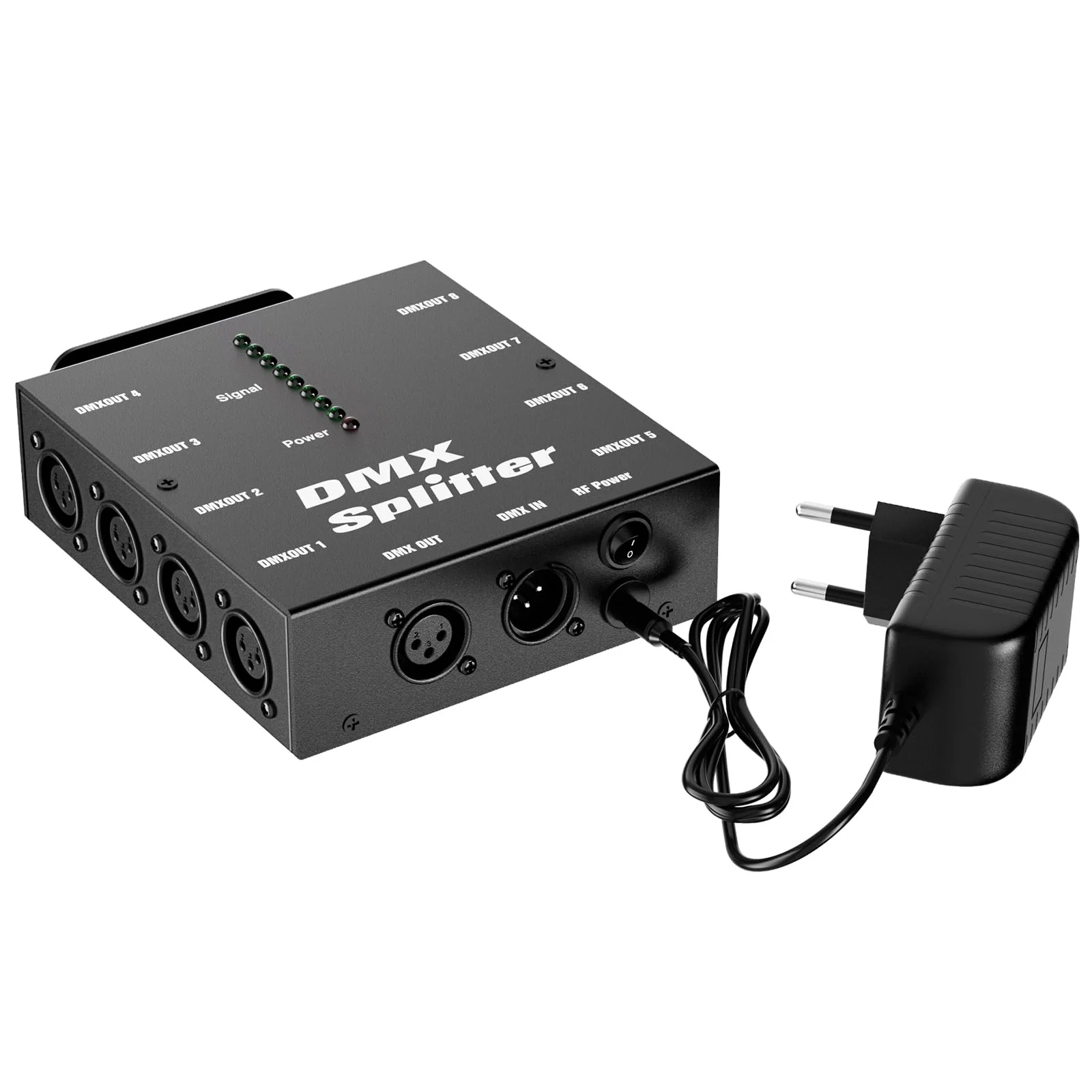 8-Way Isolated DMX512 Splitter Amplifier Distributor with 3-Pin Outputs XLR Signal Amplifier Transmitter Receiver for DJ Party LED Stage Lighting 1PCS - Image 8