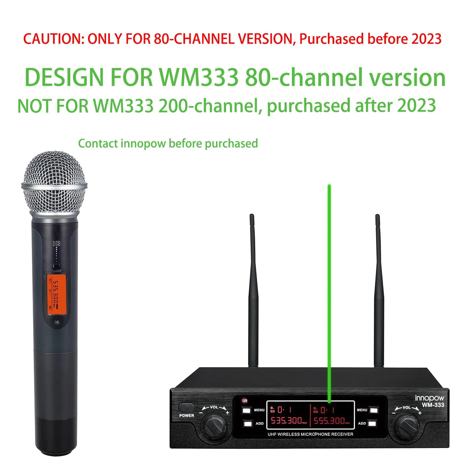 80-Channel Handheld Microphone - Pre-2023 Model for WM333/WM333B Base Receiver - Image 2