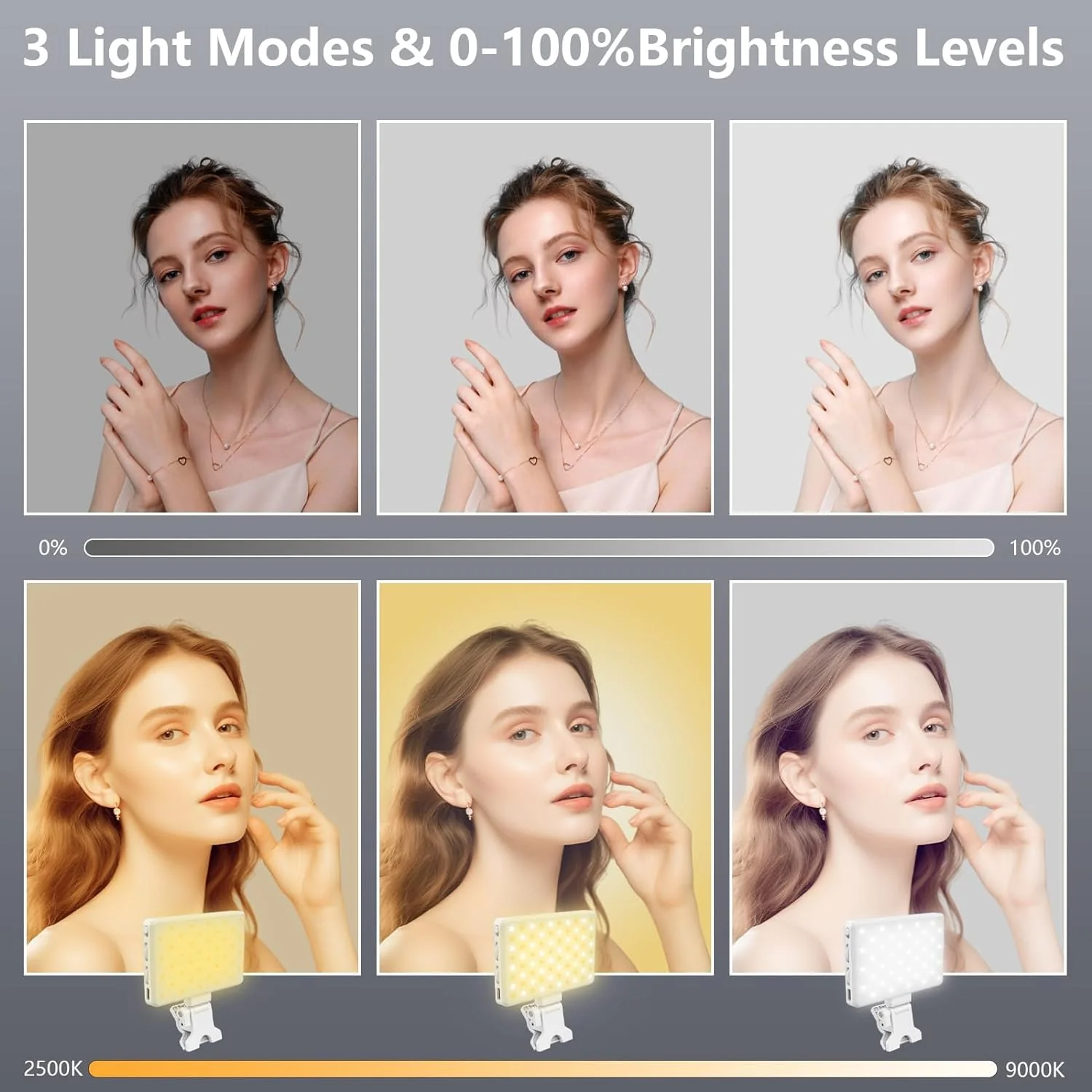 80 LED Selfie Light for iPhone,figifidia protable Phone Light with 3 Lights Modes,2500-9000K Brightness CRI95+ Power Panel Fill Light for Phone/Laptop/Tablet/tiktok Makeup, Video Conference - Image 3