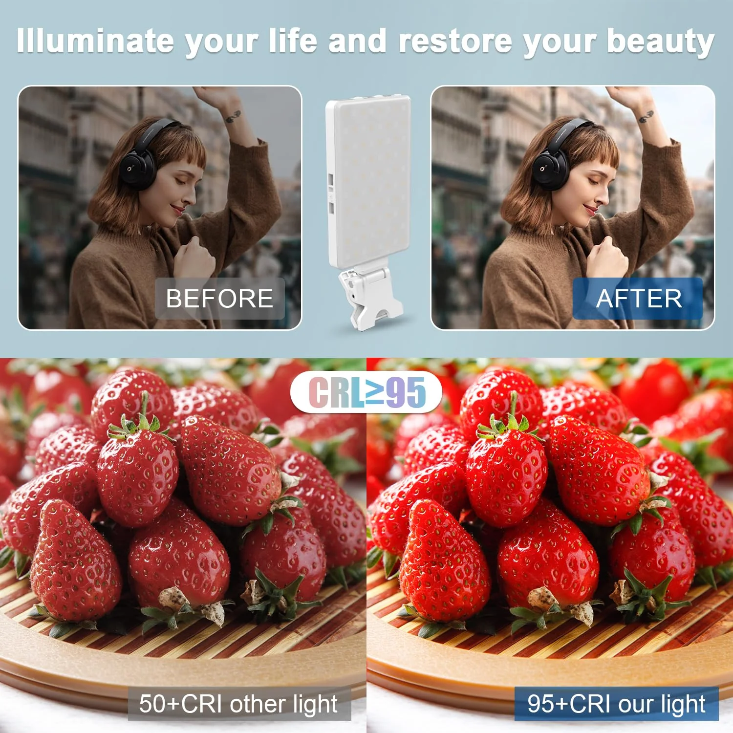 80 LED Selfie Light for iPhone,figifidia protable Phone Light with 3 Lights Modes,2500-9000K Brightness CRI95+ Power Panel Fill Light for Phone/Laptop/Tablet/tiktok Makeup, Video Conference - Image 4