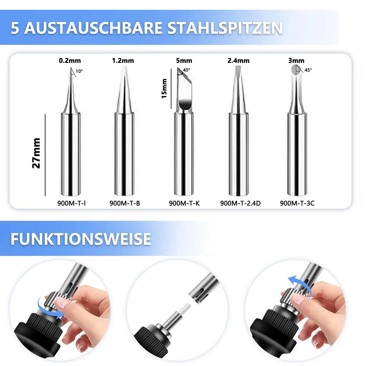 80 W LCD Soldering Iron Set, Soldering Iron, Soldering Set, Temperature Adjustable 180-520 °C Soldering Iron Set with On/Off Switch, Soldering Iron with 5 Tips, 50 g Soldering Wire, Desoldering Pump 80w - Image 5
