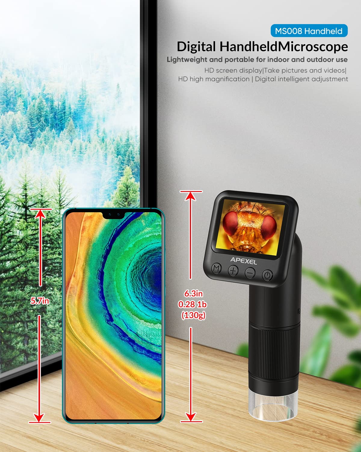 800X HD Handheld Digital Microscope for Adults, with 2" LCD Screen Pocket Microscope for Kids, USB Lab Handheld Digital Microscopes Equipment, with 32GB SD Card Black - Image 5