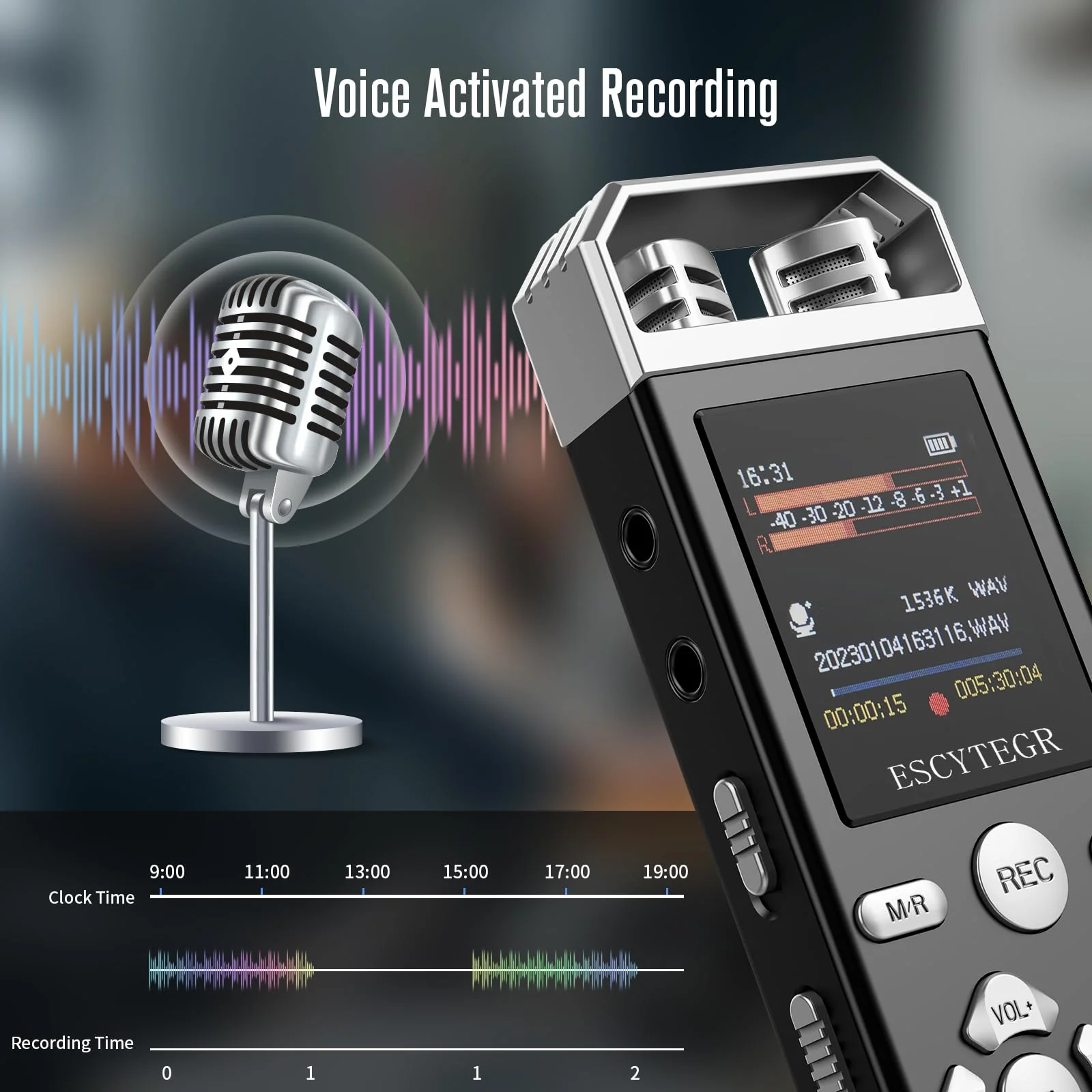 80GB Digital Voice Activated Recorder 1536KBPS Audio Voice Recorder with Playback Recording Device Dictaphone Sound Tape Recorder with Password Protection for Lectures,Meetings 80GB - Image 2